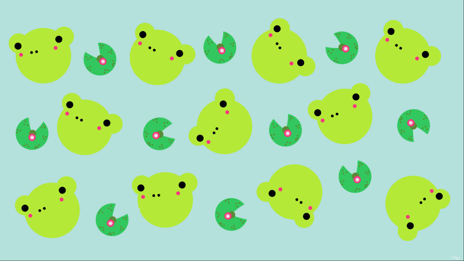 Luntiang at Dilaw na Pattern ng Kawaii Palaka Wallpaper