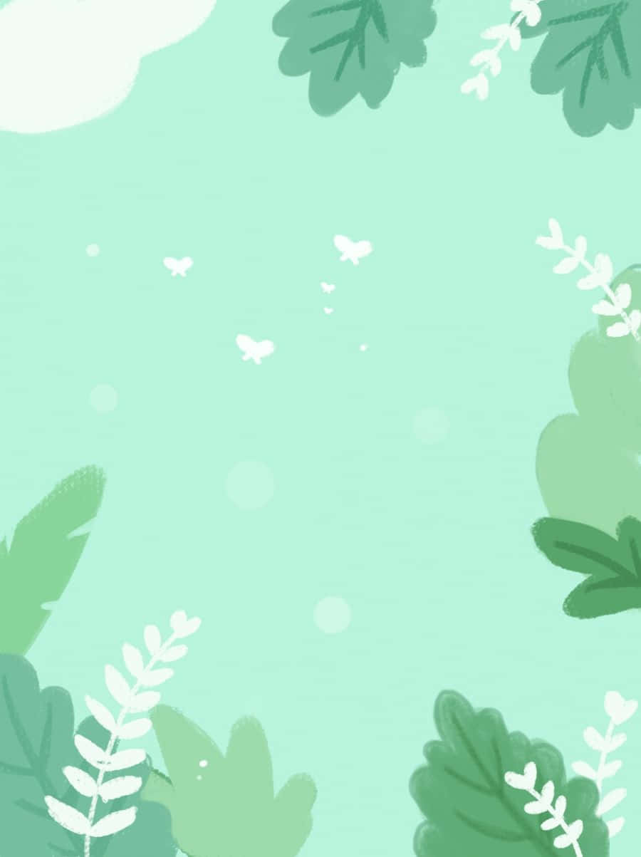 Luntiang Berde na Background na mga Dahon na Iba't Ibang Kulay Wallpaper