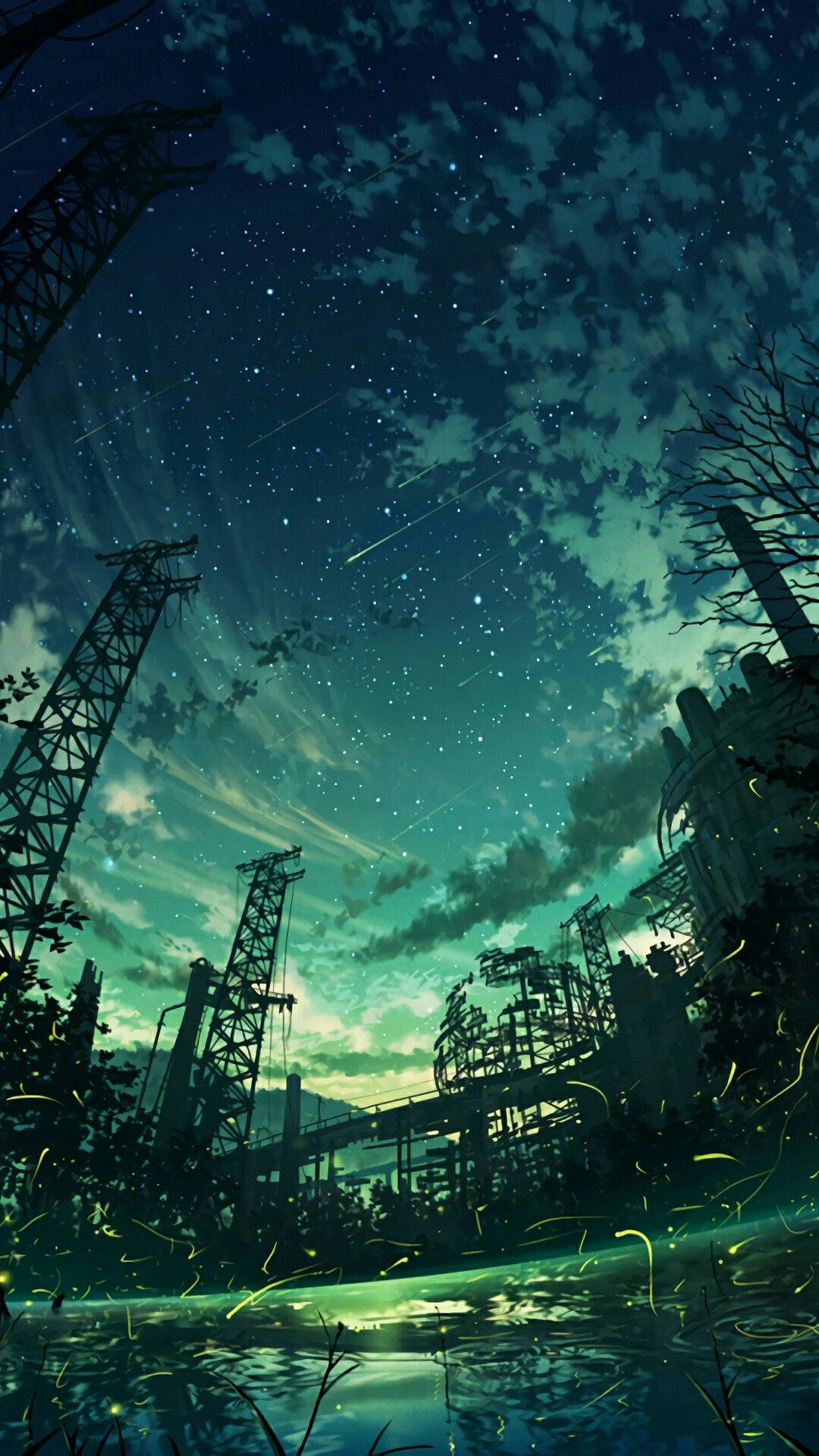 Luntiang Langit at mga Bituin na Graphic Wallpaper