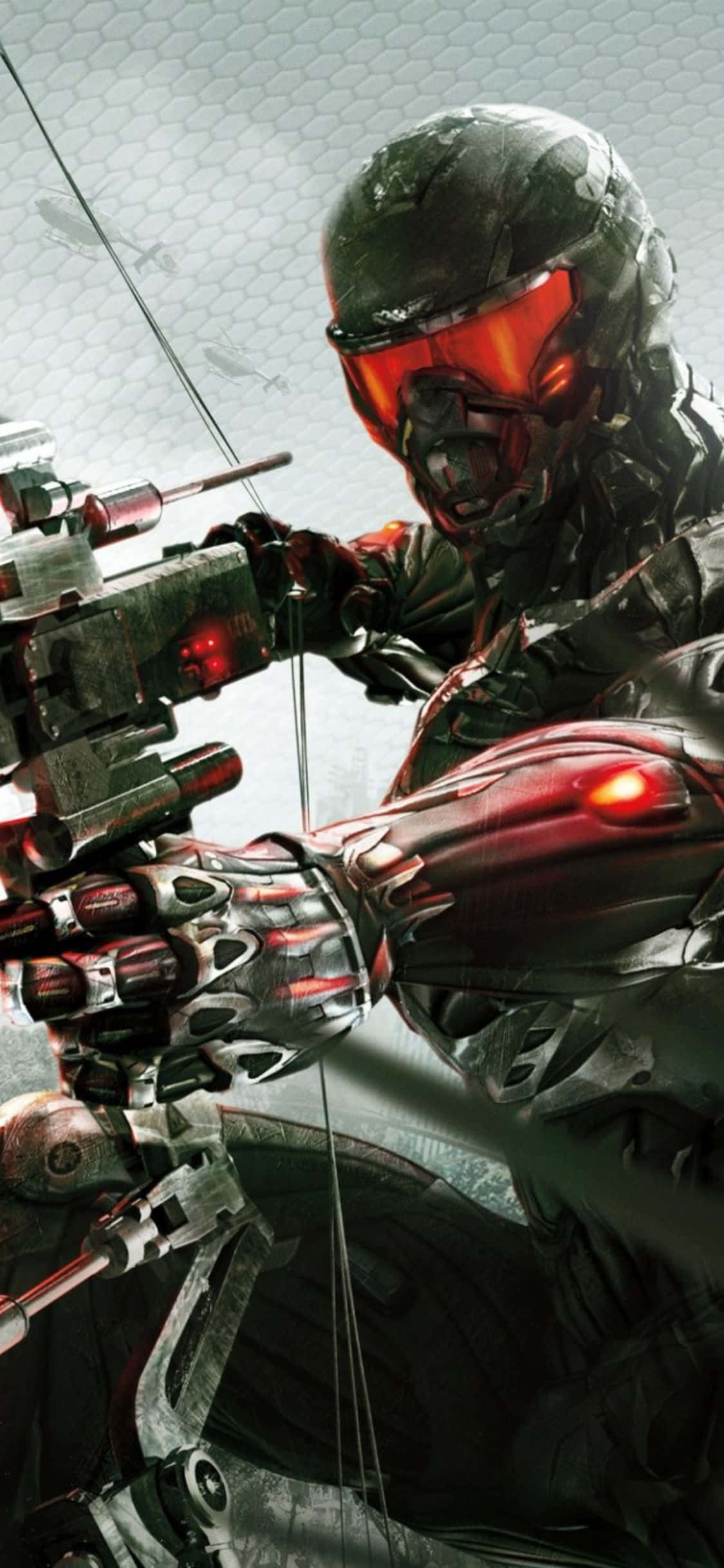 Lusong sa nakakagiliwang na mundo ng Crysis 3 kasama ang iPhone X Wallpaper