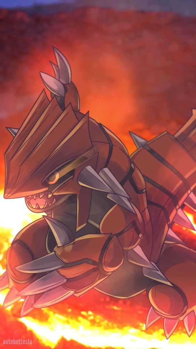 Maalamat na Groudon na Napapaligiran ng Apoy Wallpaper