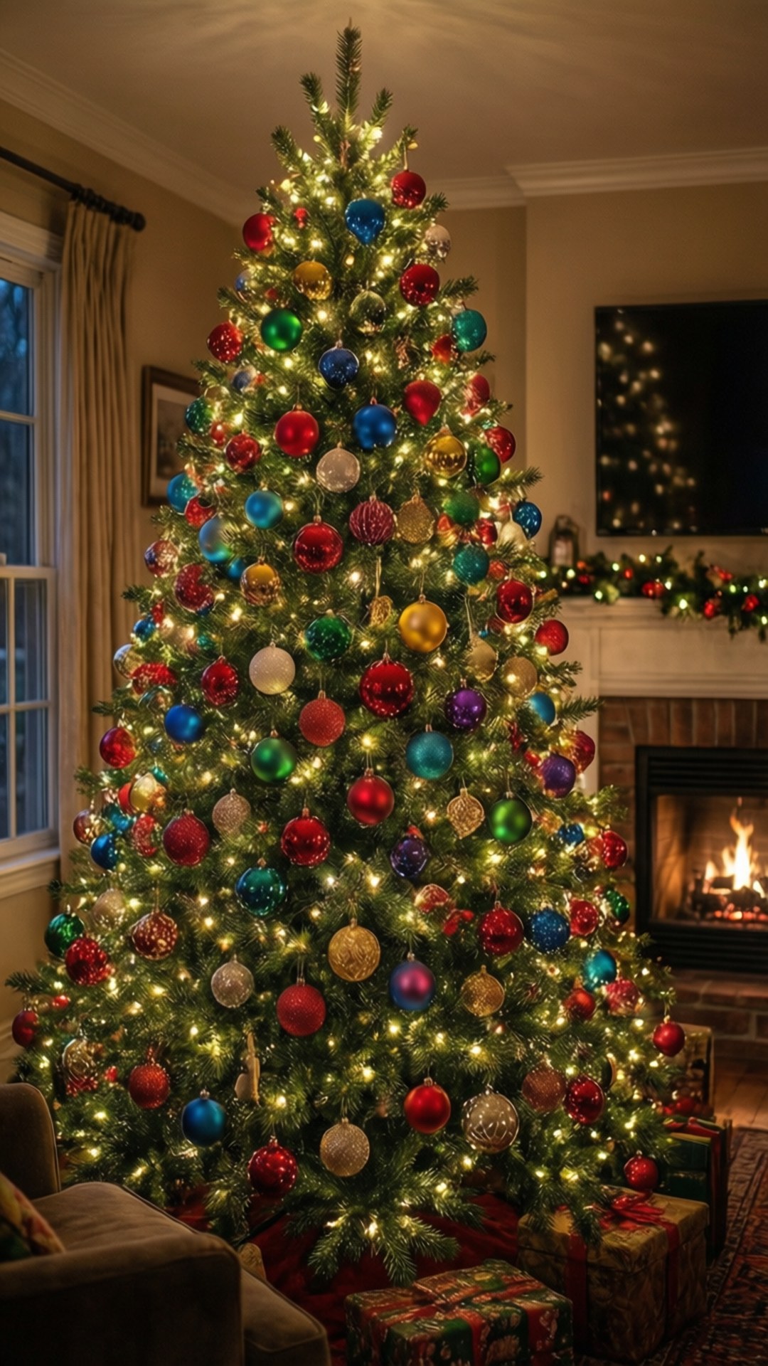 Maaliwalas na Christmas Tree sa Sala Wallpaper