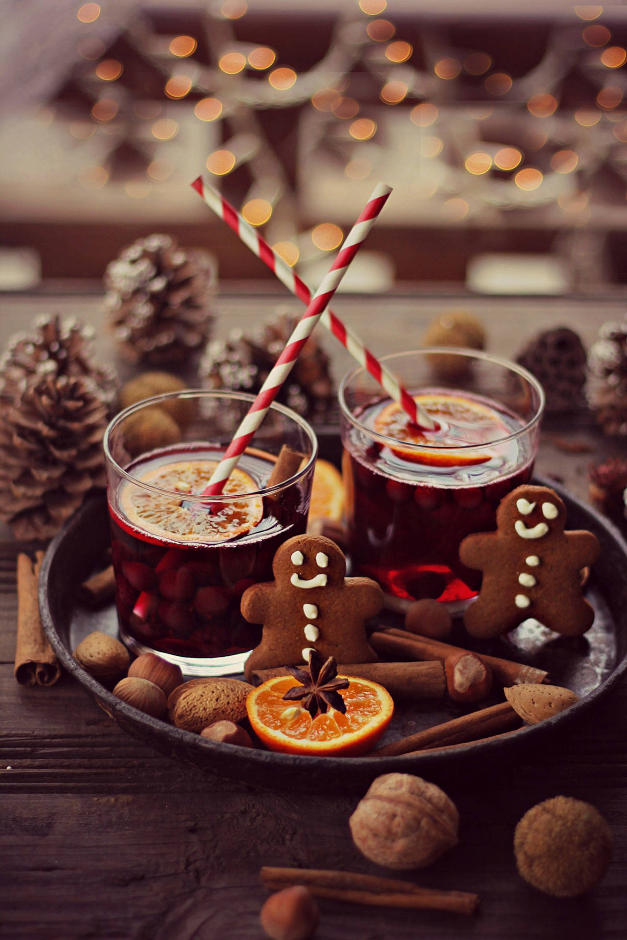 Maaliwalas na Inumin at Cookies para sa Pasko Wallpaper