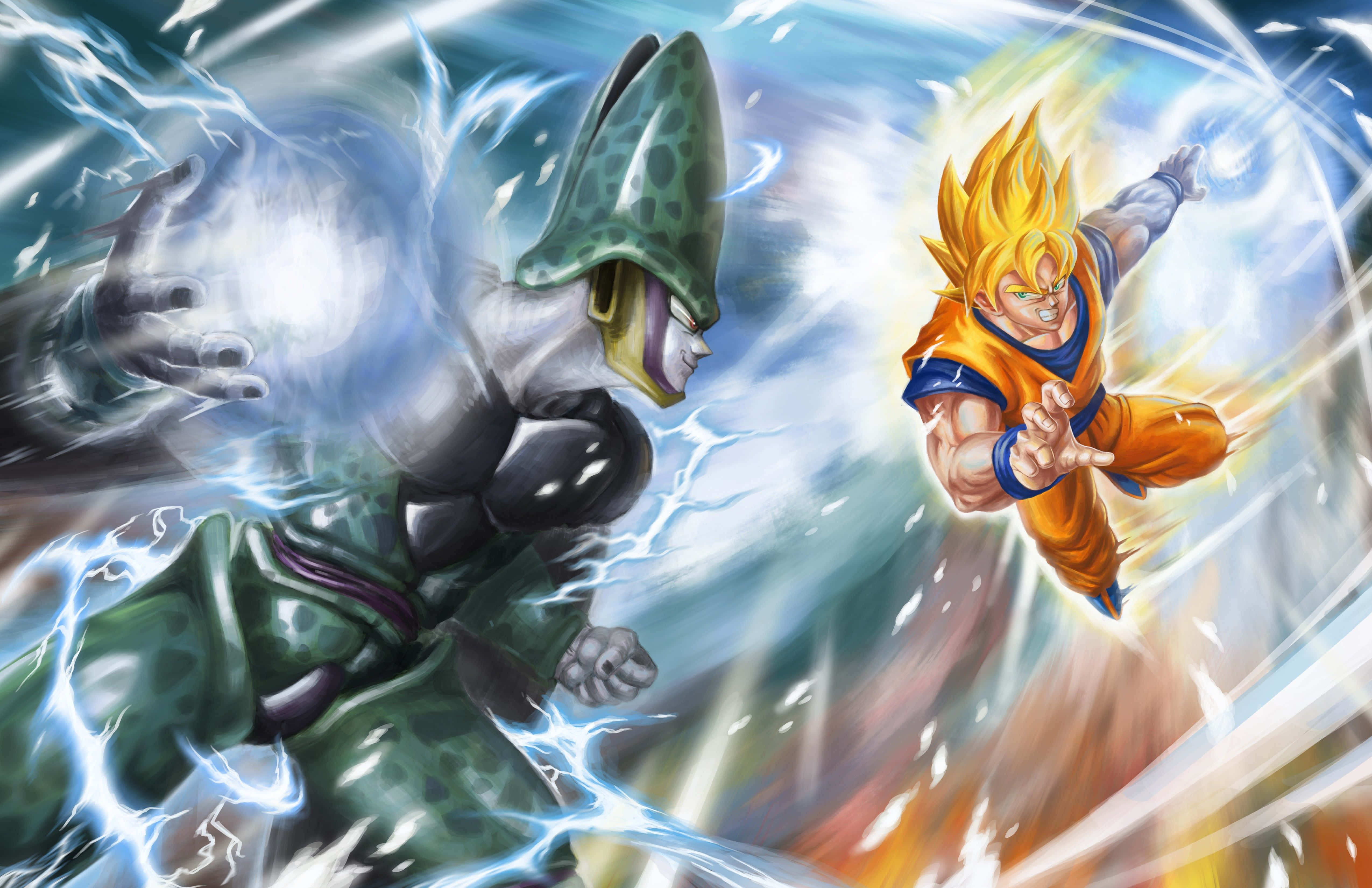 Mabangis na Labanan sa pagitan nina Goku at Vegeta sa Dragon Ball Z Wallpaper