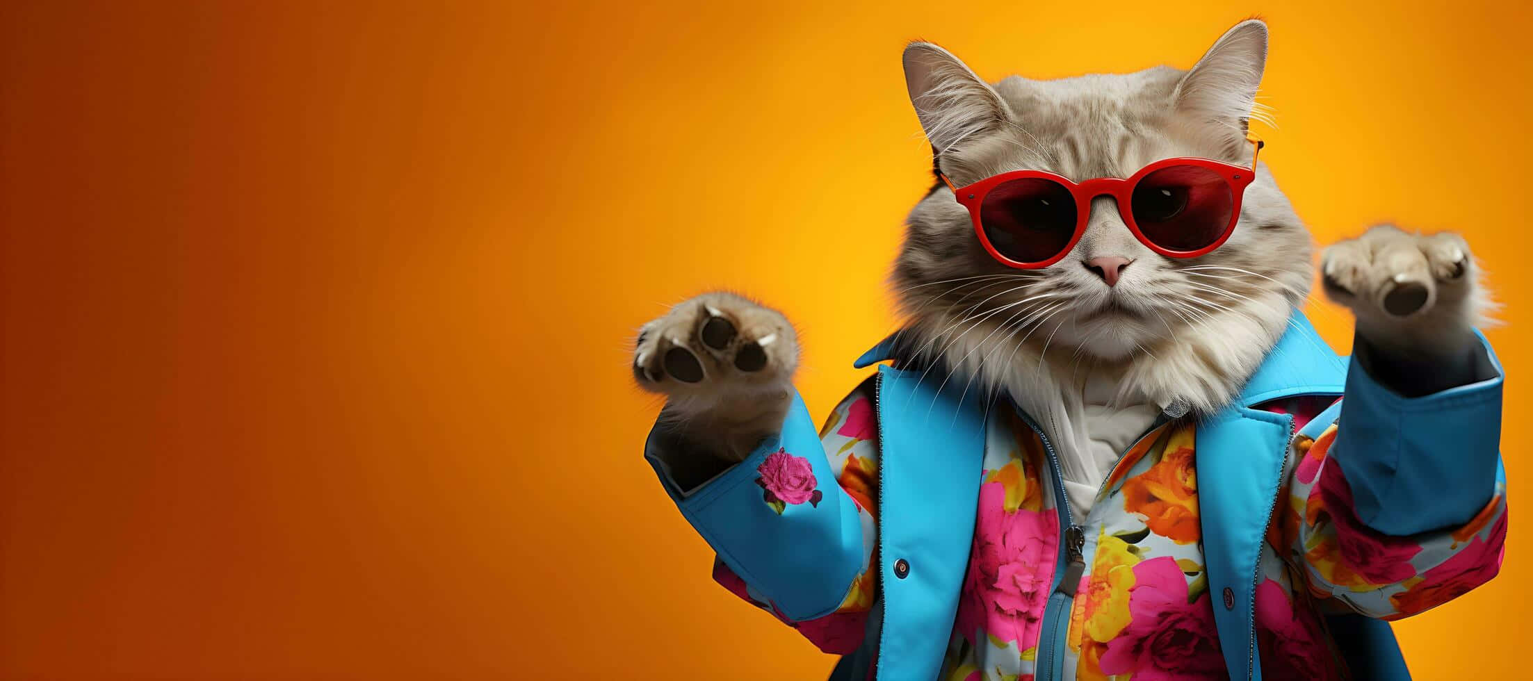 Mabangis na Pusa na Sumasayaw sa Party Attire Wallpaper