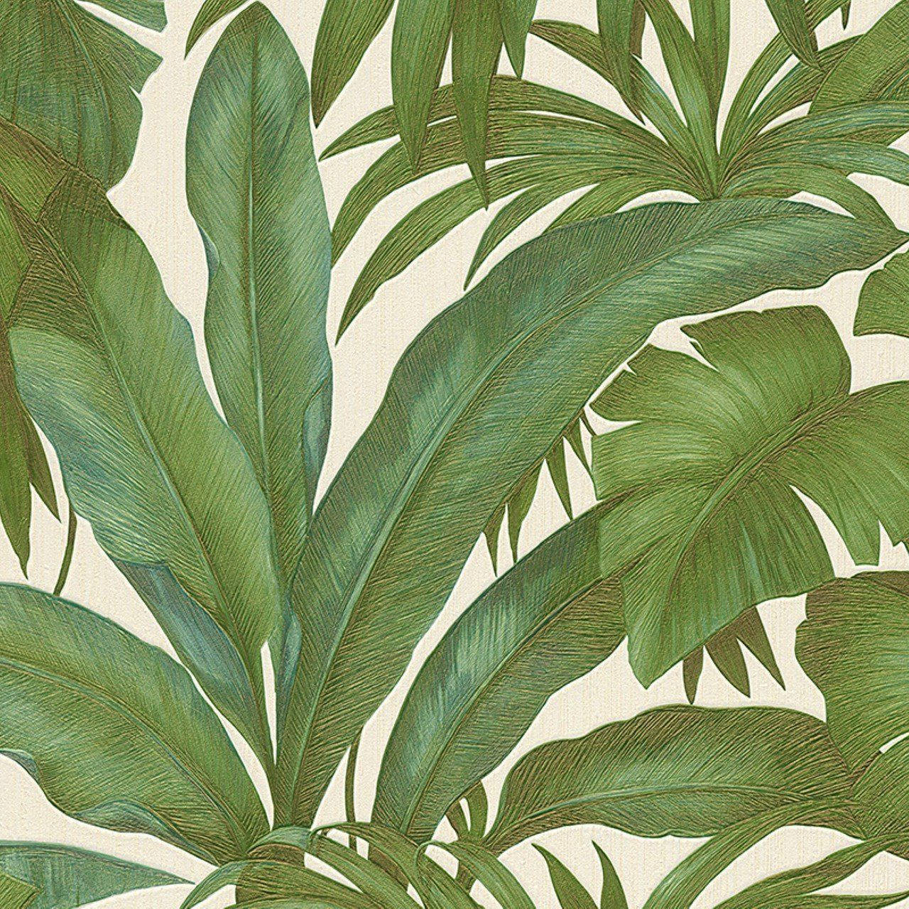 Mabuhay ng Luho sa Versace Green Leaf Wallpaper