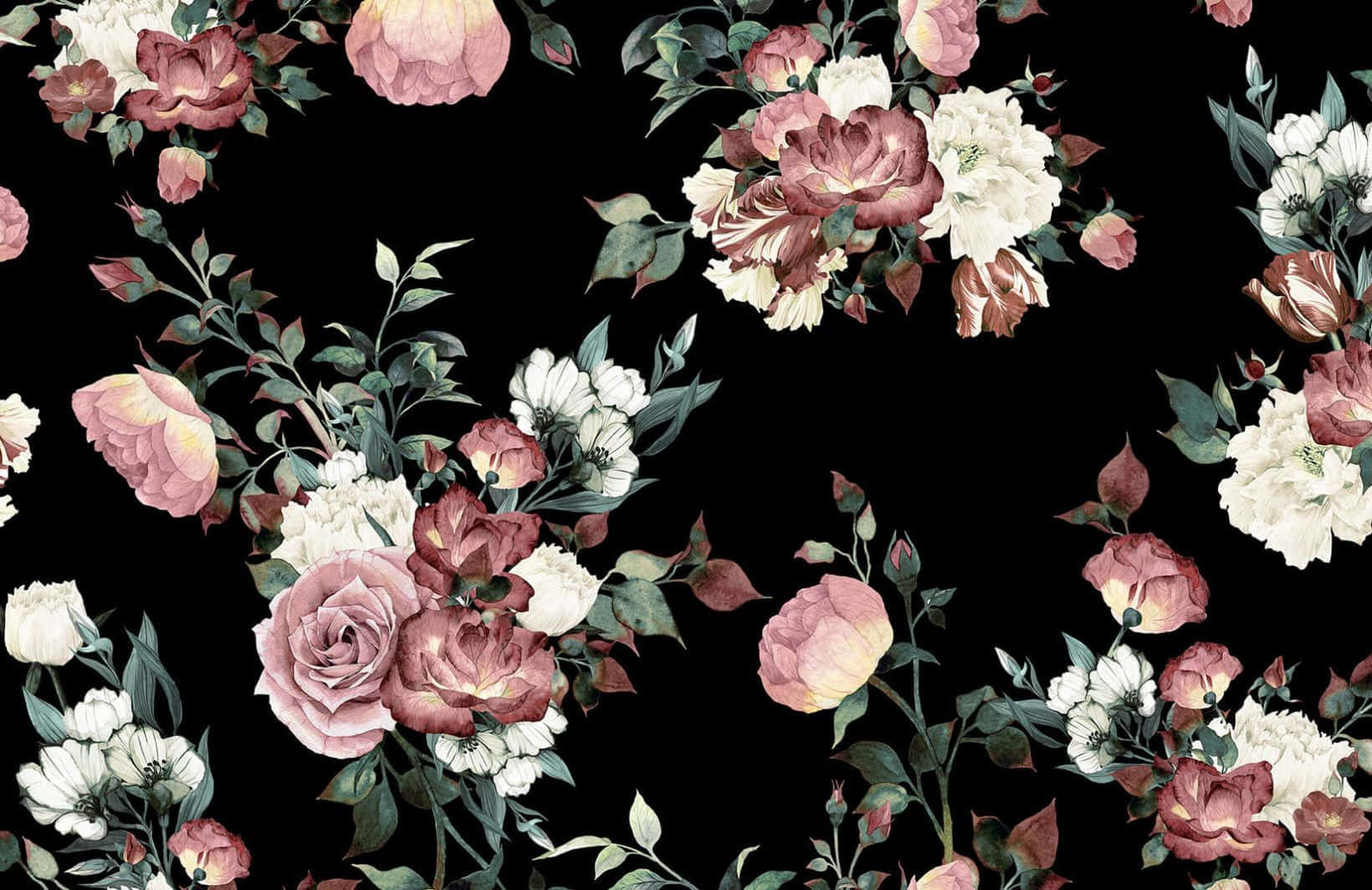 Madilim at Kaakit-akit na Floral Wallpaper