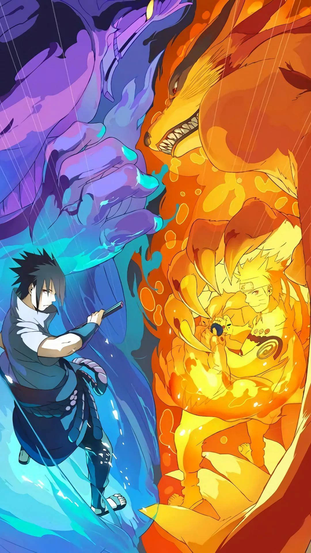 Madilim at Siyam na Buntot na Chakra Sasuke Naruto iPhone Wallpaper