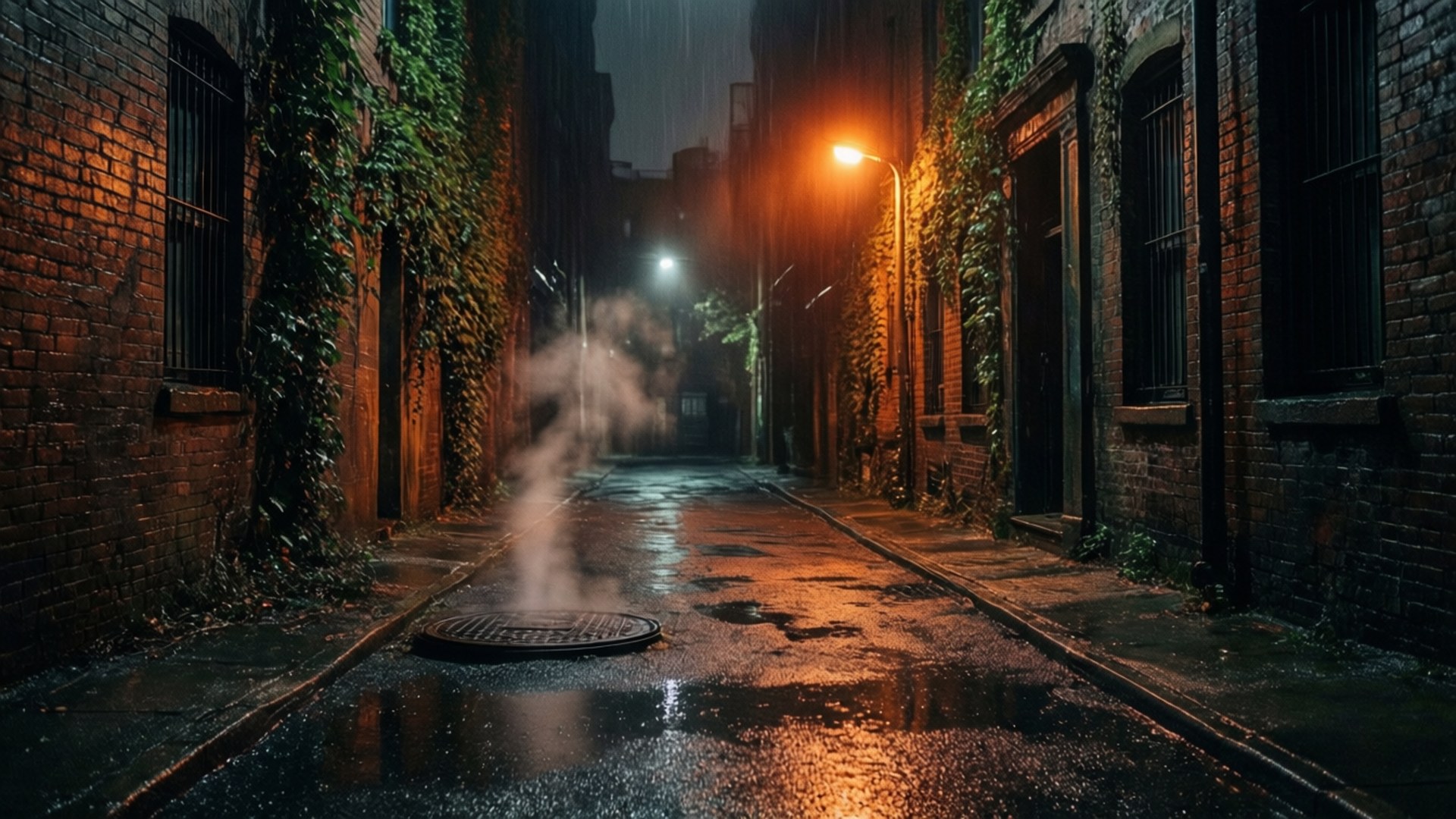 Madilim na Alley sa Ulan Wallpaper