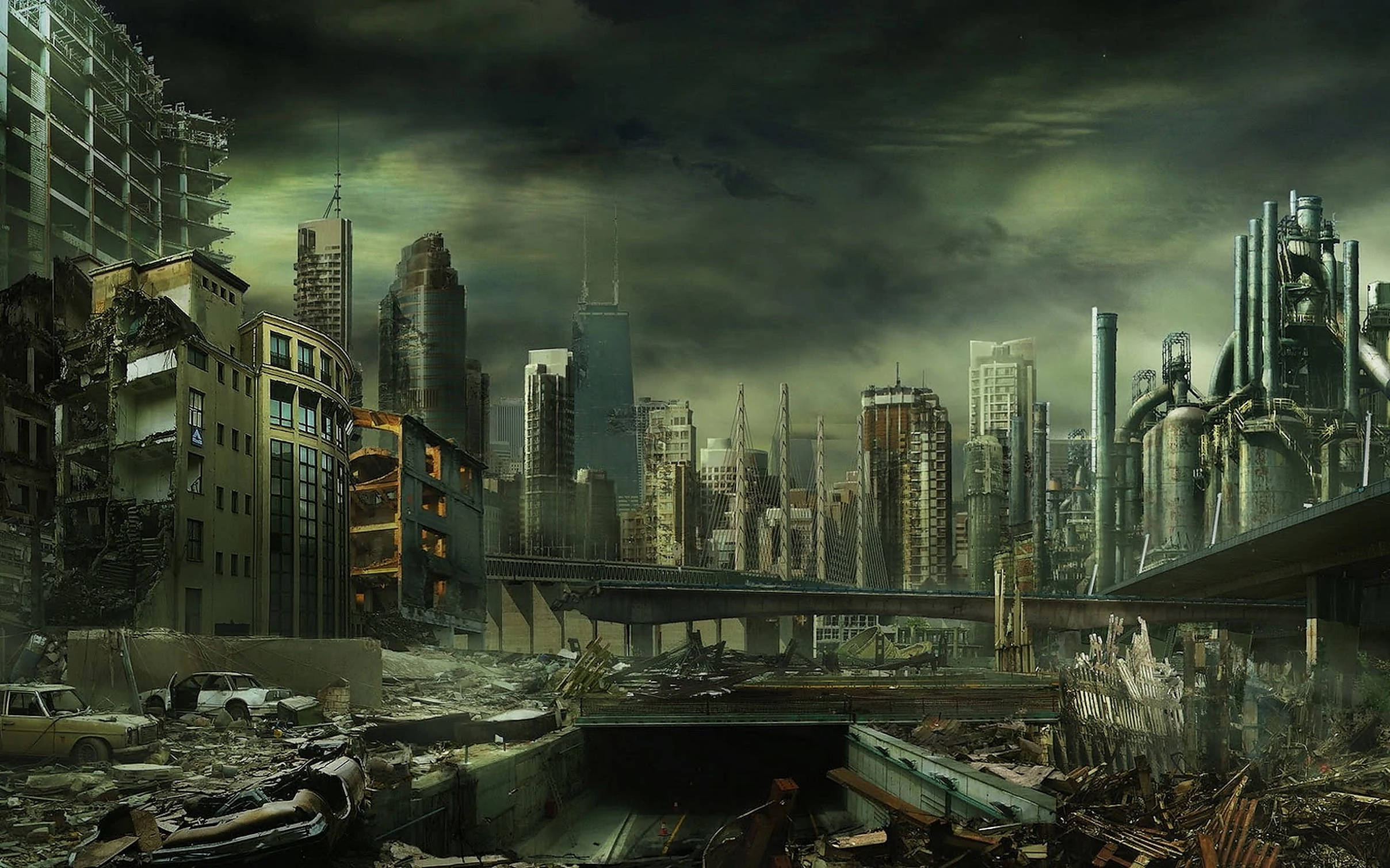 Madilim na Apocalyptic na Lungsod Wallpaper