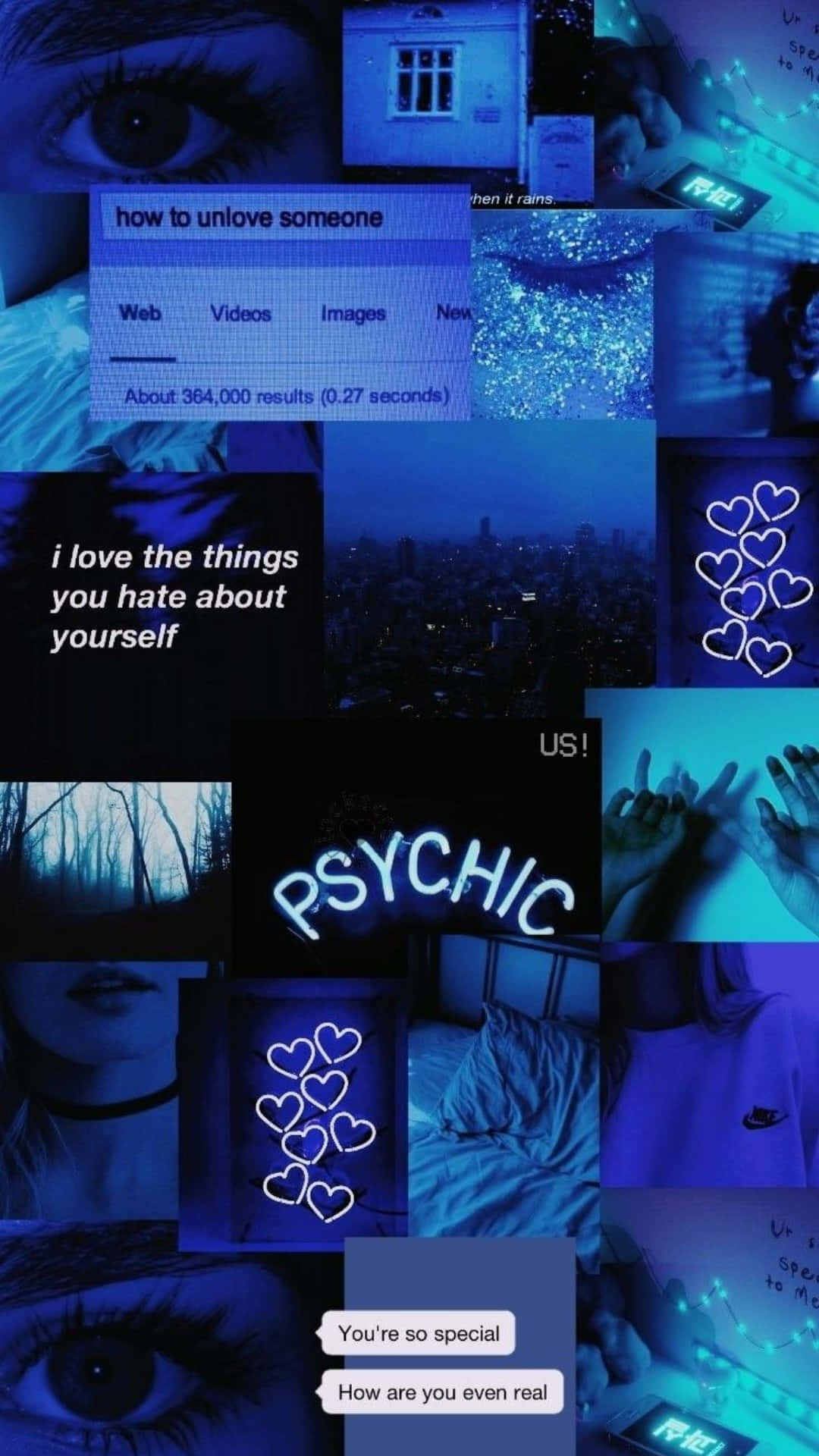 Madilim na Asul na Collage Aesthetic Background Wallpaper