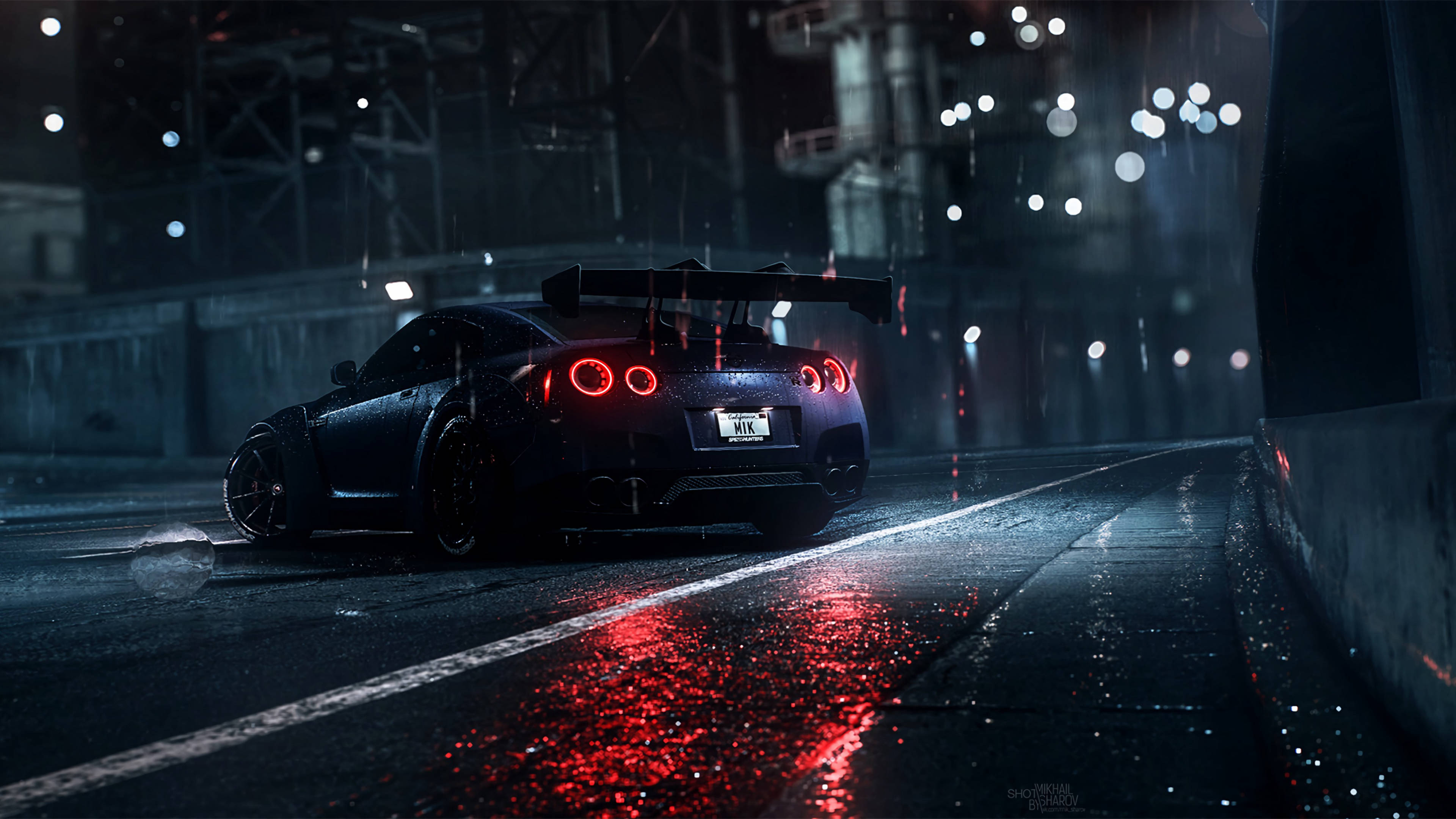 Madilim na Asul na Nissan GT R 4K Wallpaper