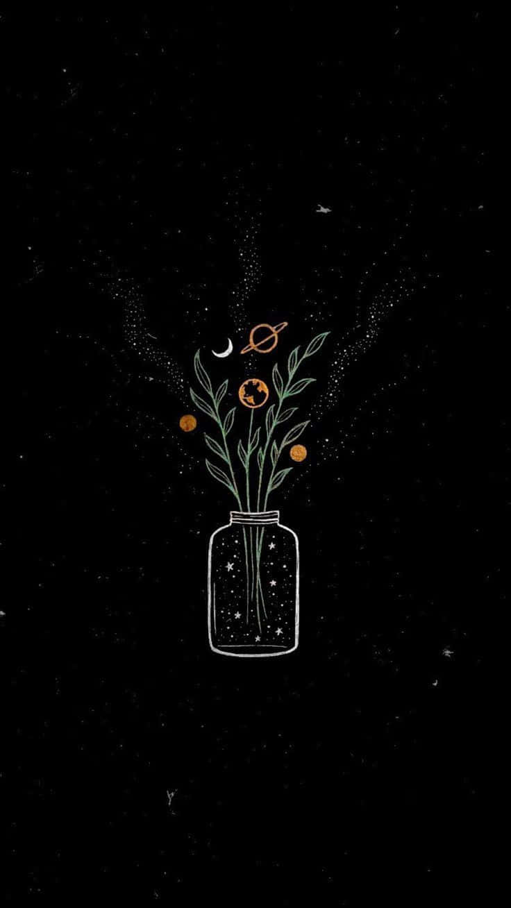 Madilim na Cute na Flower Vase iPad Wallpaper
