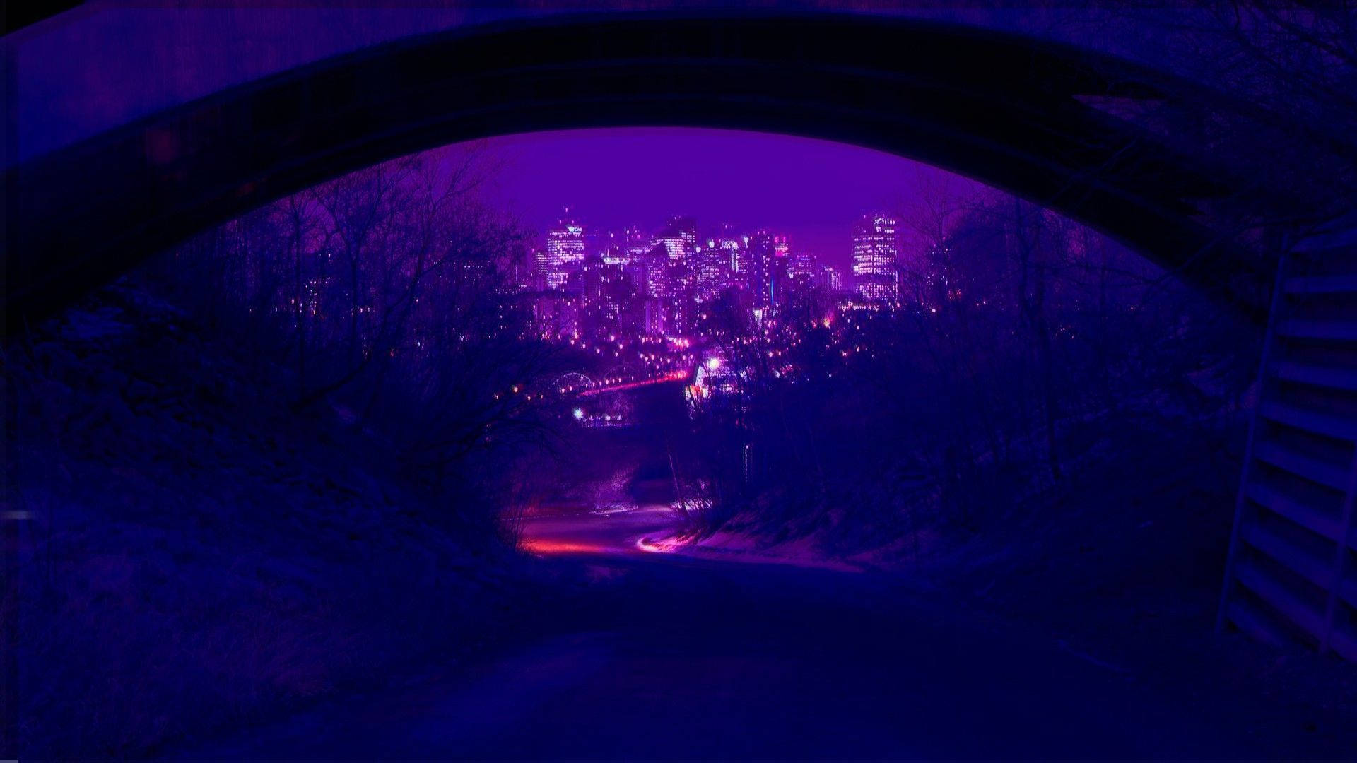 Madilim na Lila na Aesthetic na Daan Wallpaper