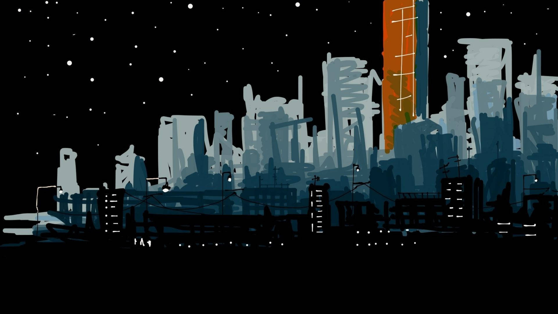 Madilim na Lungsod na Digital na Ilustrasyon Wallpaper