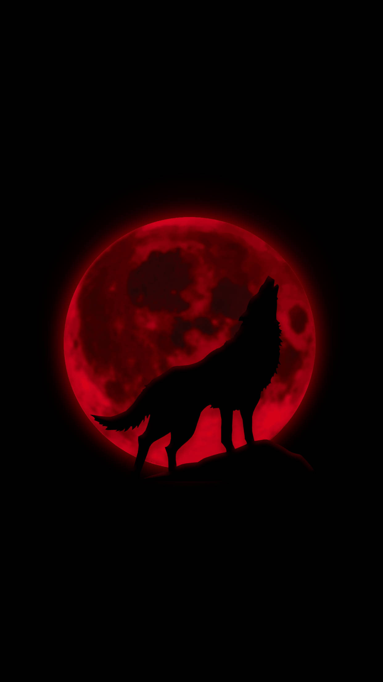 Madilim na Pulang Buwan ng Lobo Wallpaper