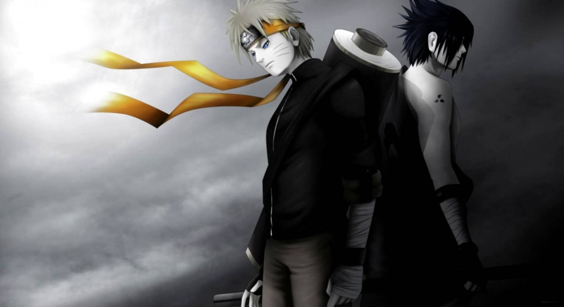 Madilim na Sasuke at Naruto Itim Wallpaper