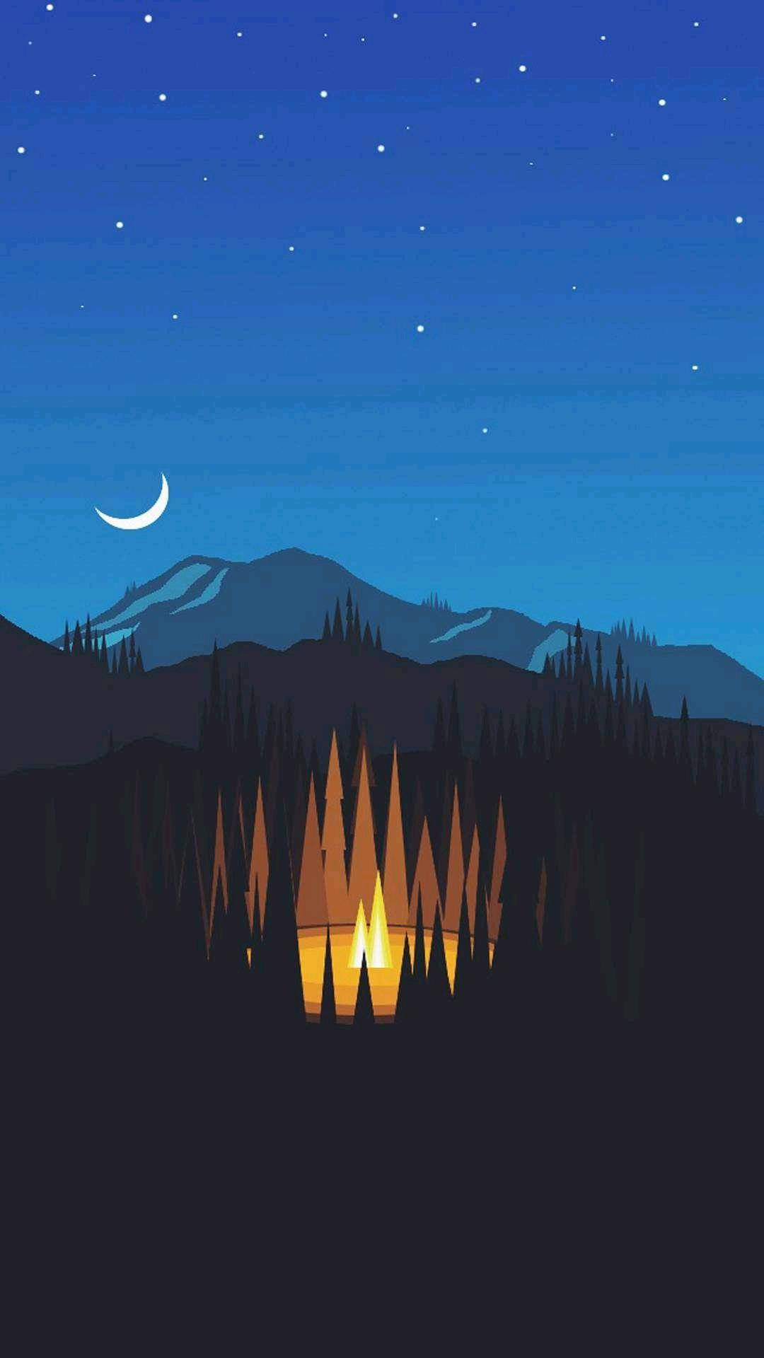 Madilim na Telepono Apoy sa Kagubatan Wallpaper