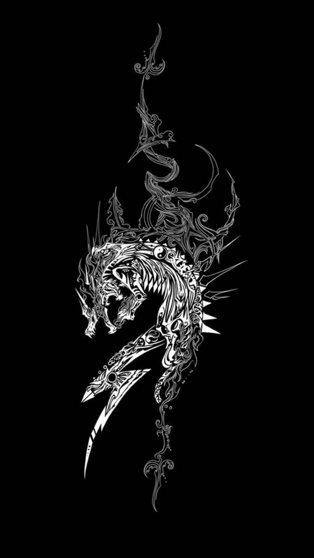 Madilim na Tema na Itim at Puting Dragon na Usok Wallpaper