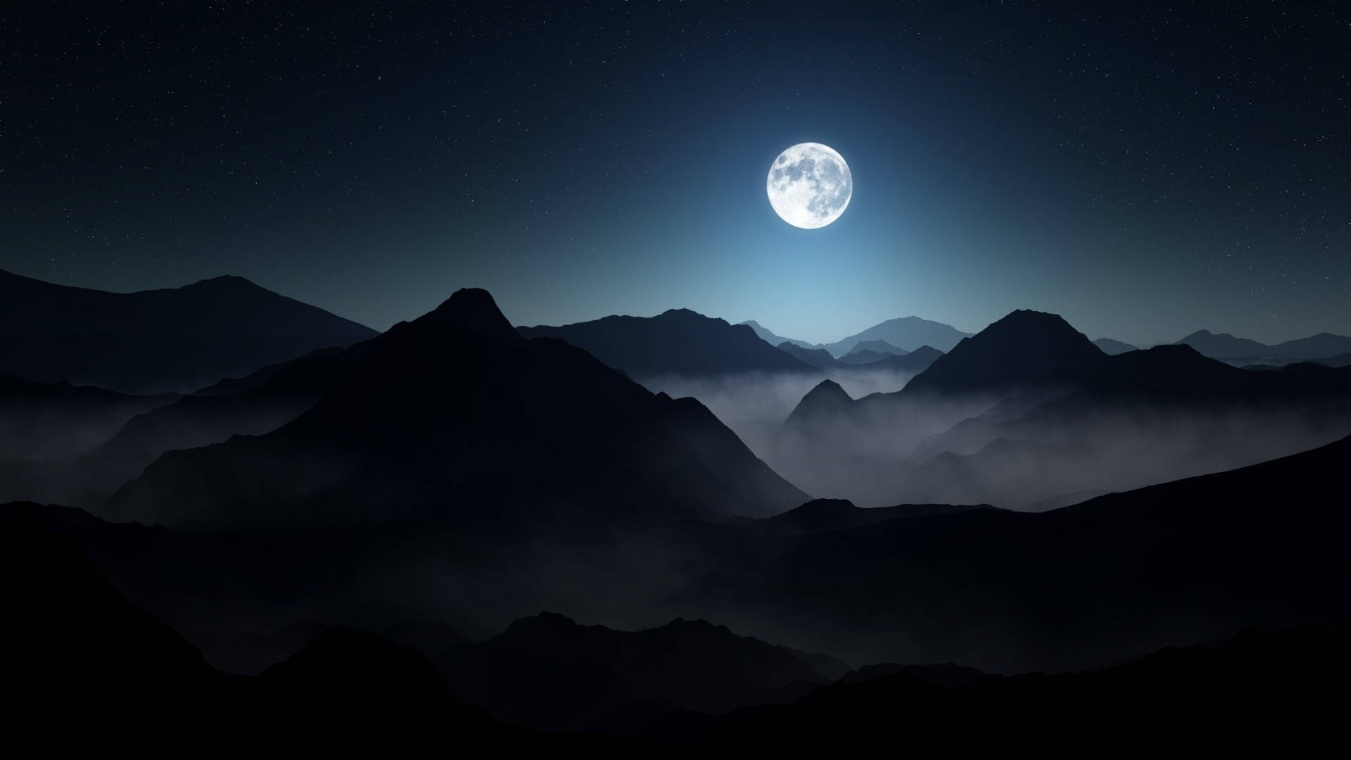 Madilim na Tema na Maulap na Bundok na Buwan Wallpaper