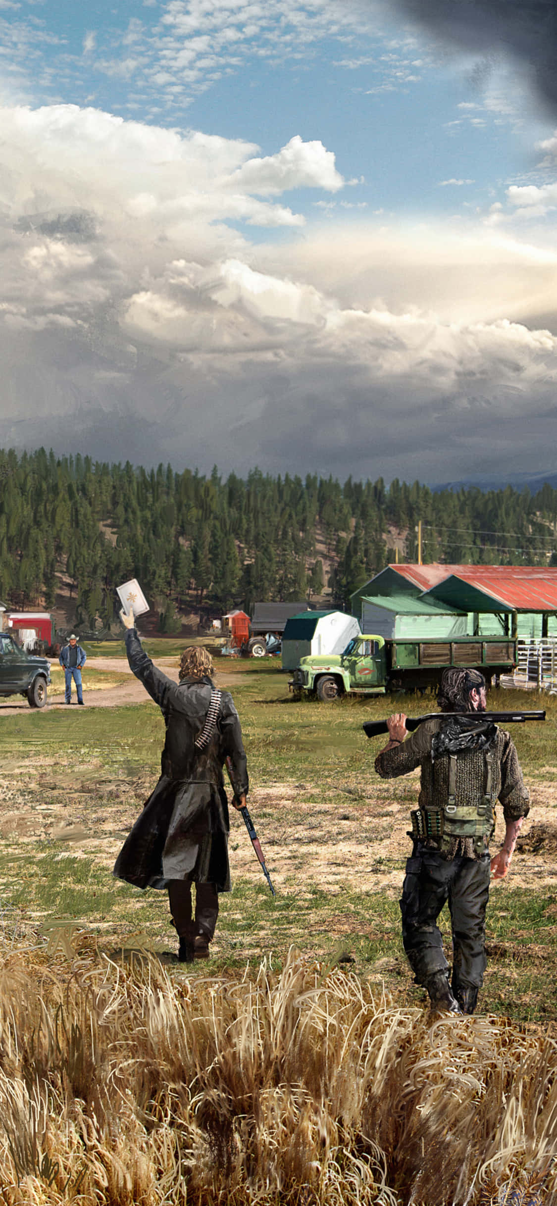 Mag-enjoy ng nakakalubog na karanasan ng paglalaro ng Far Cry 5 sa iPhone Xs Wallpaper