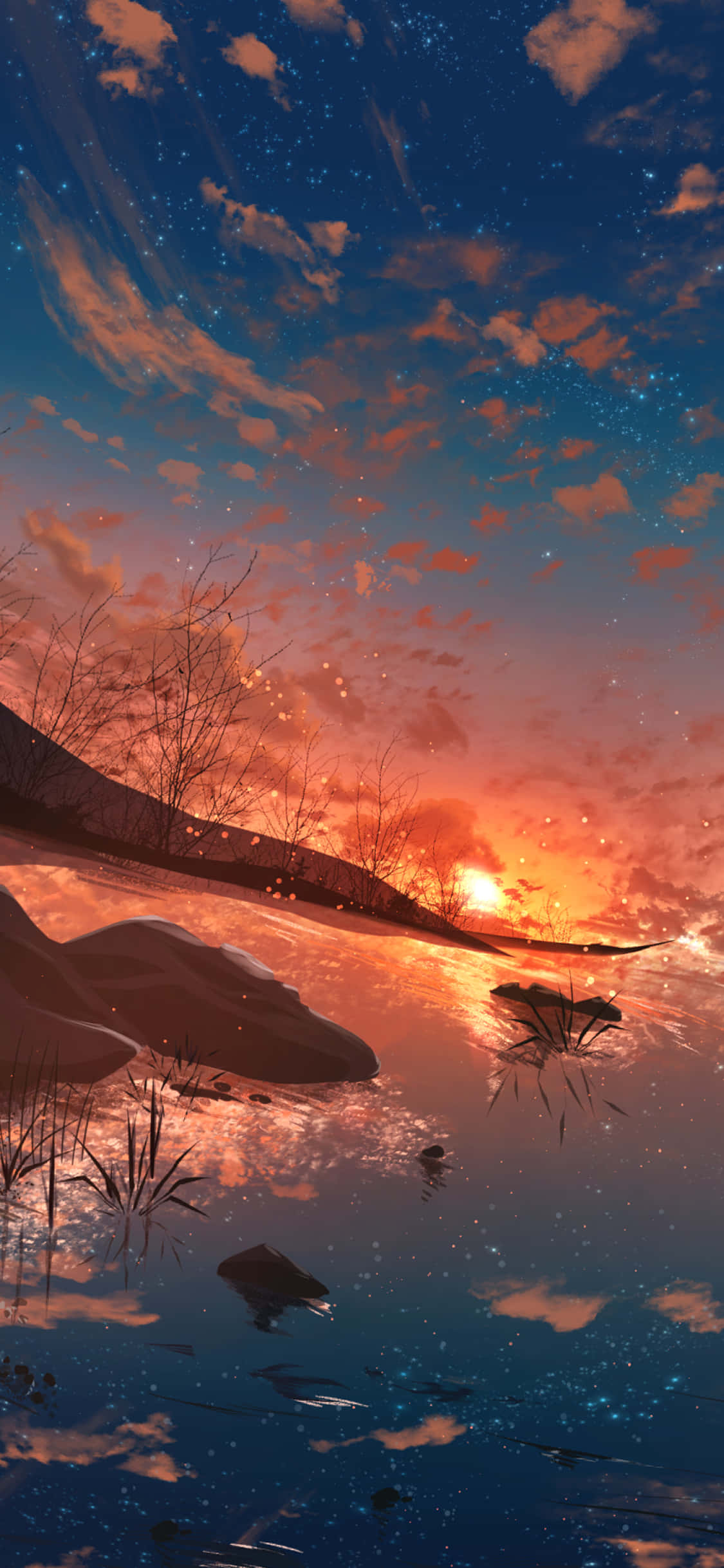 Mag-enjoy sa magandang anime sunset habang naglalaro ka ng laro, nagchchat at nagbrowse sa iyong iPhone. Wallpaper