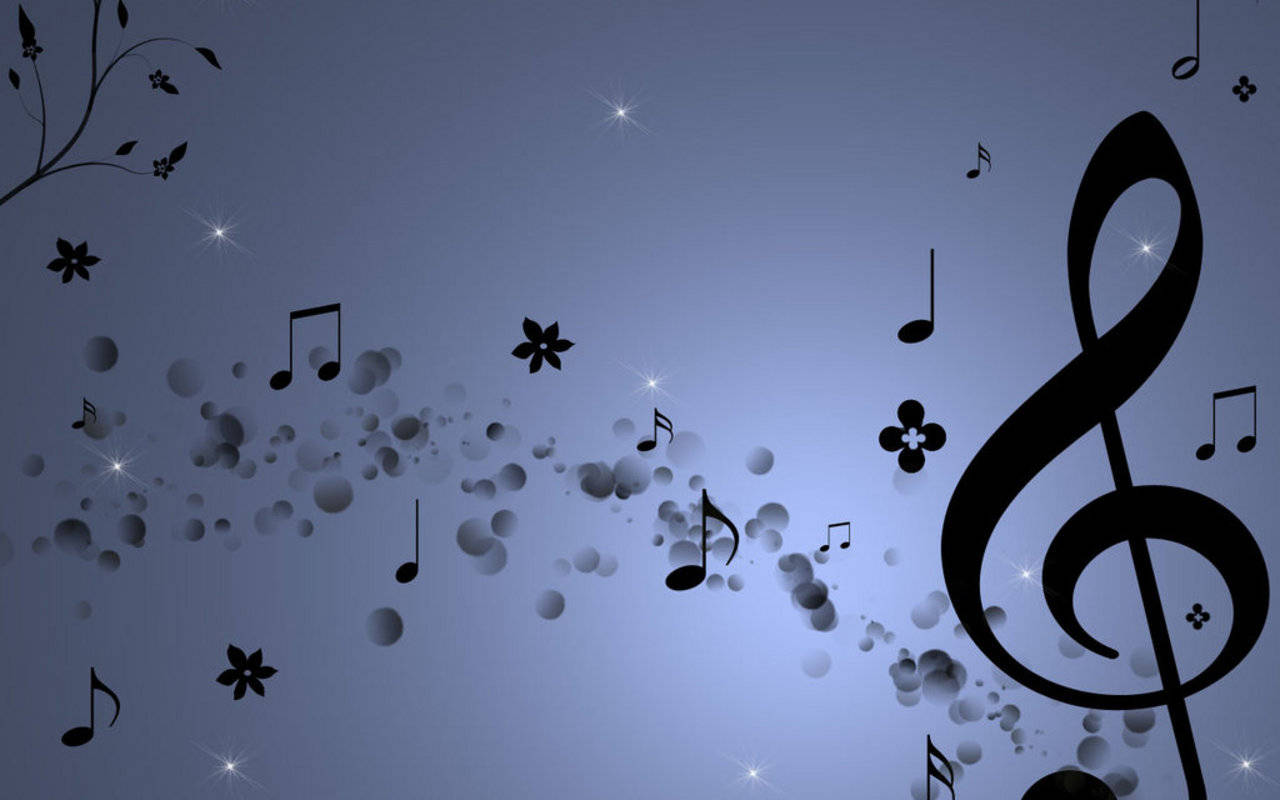 Magagandang Bulaklak ng Musika at Mga Nota Wallpaper