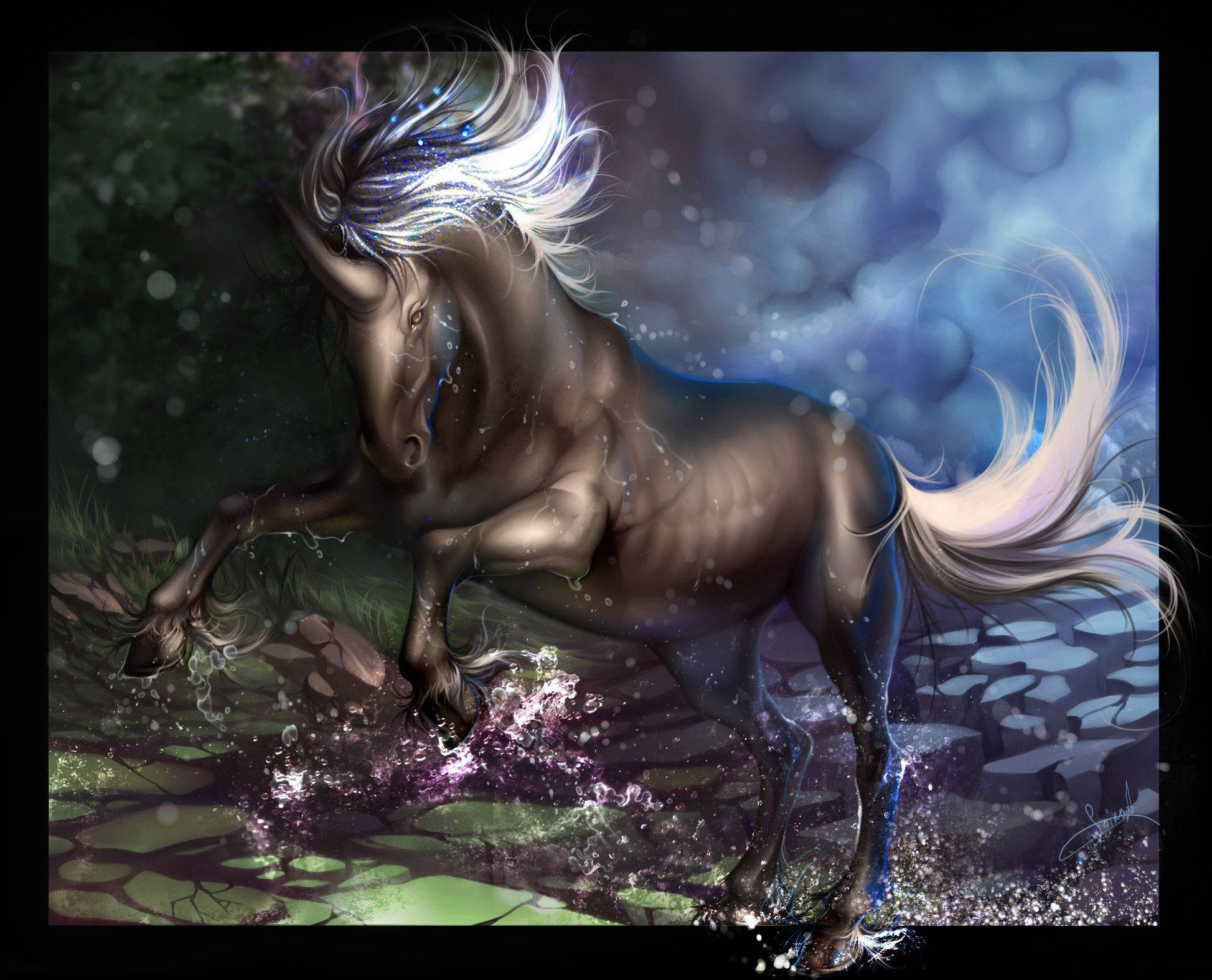 Magagandang Pulang Kumikinang na mga Kuko ng Unicorn Wallpaper
