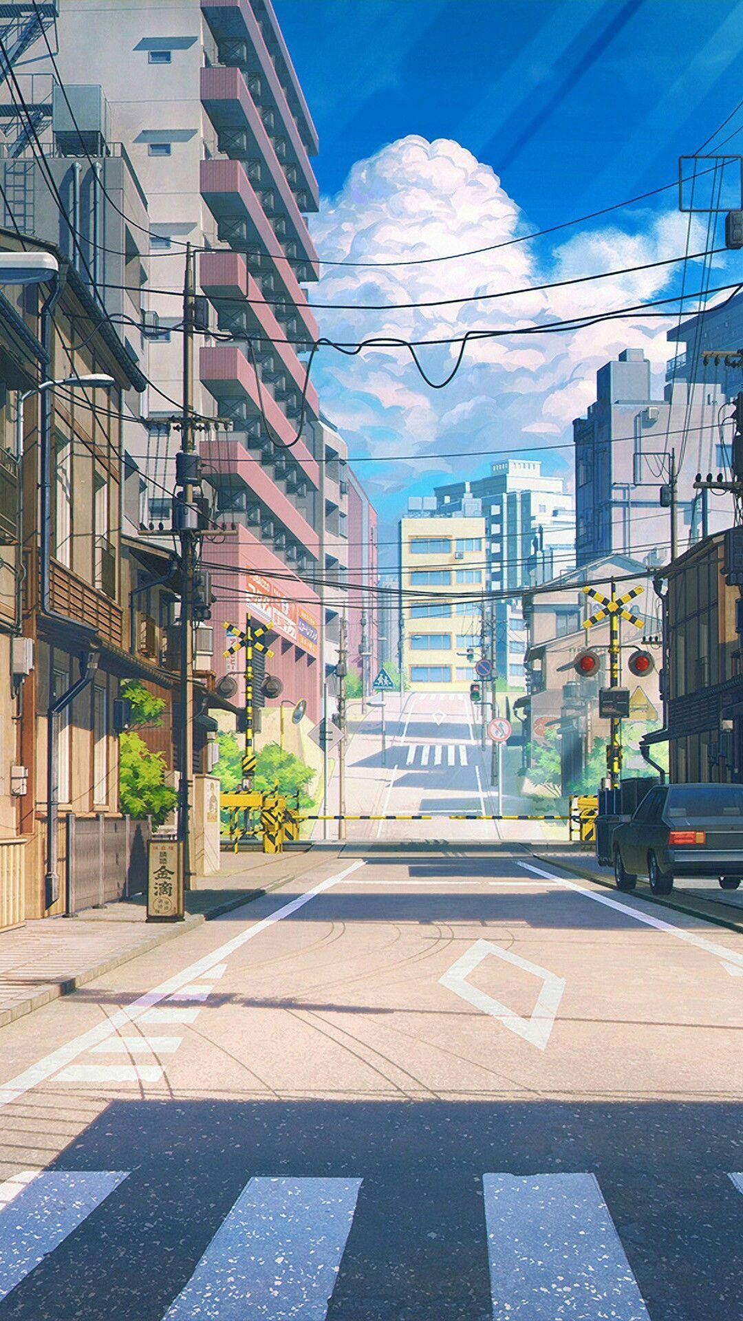 Magandang Anime City ng Hapon Wallpaper
