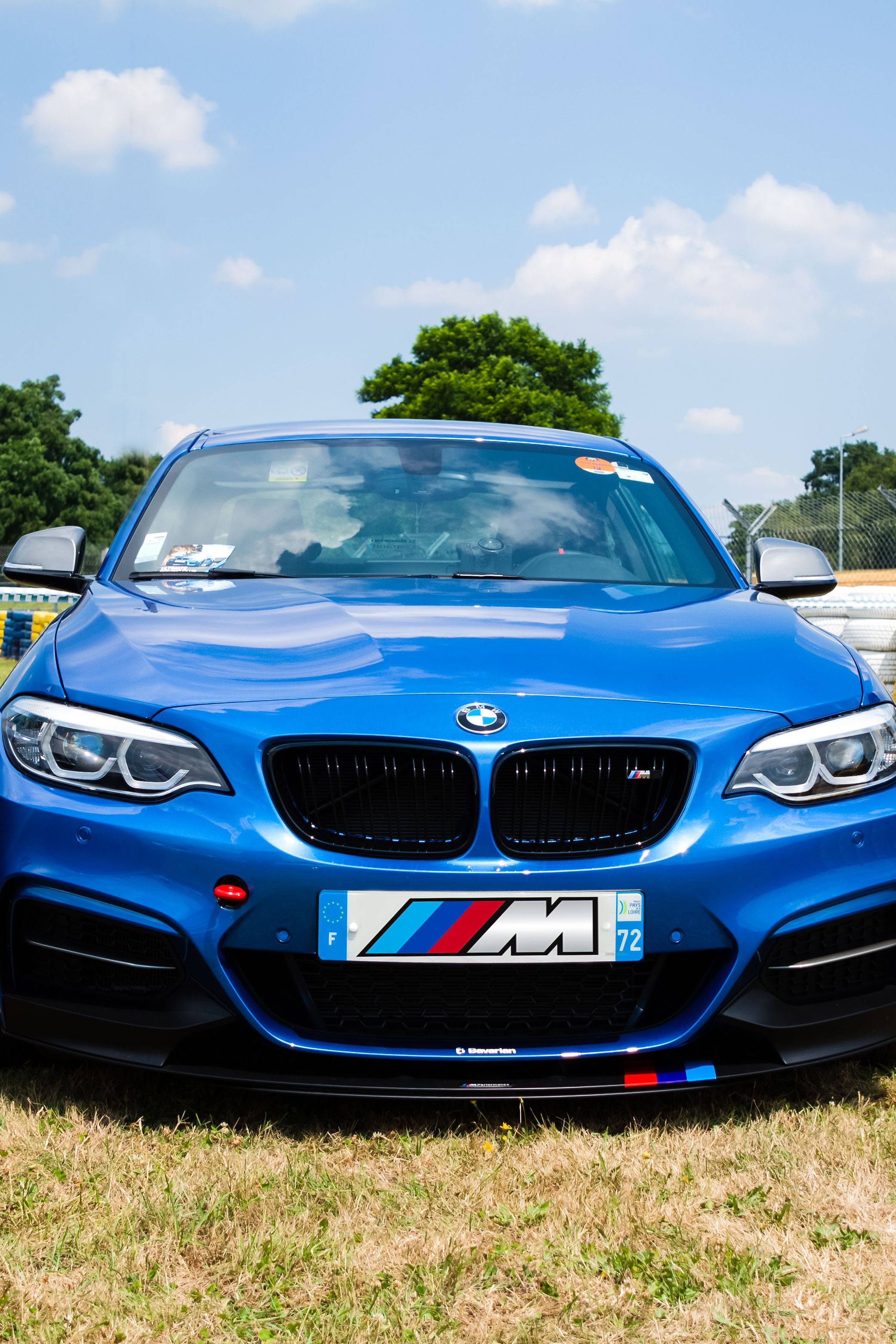 Magandang Asul na BMW sa Isang Race Track Wallpaper