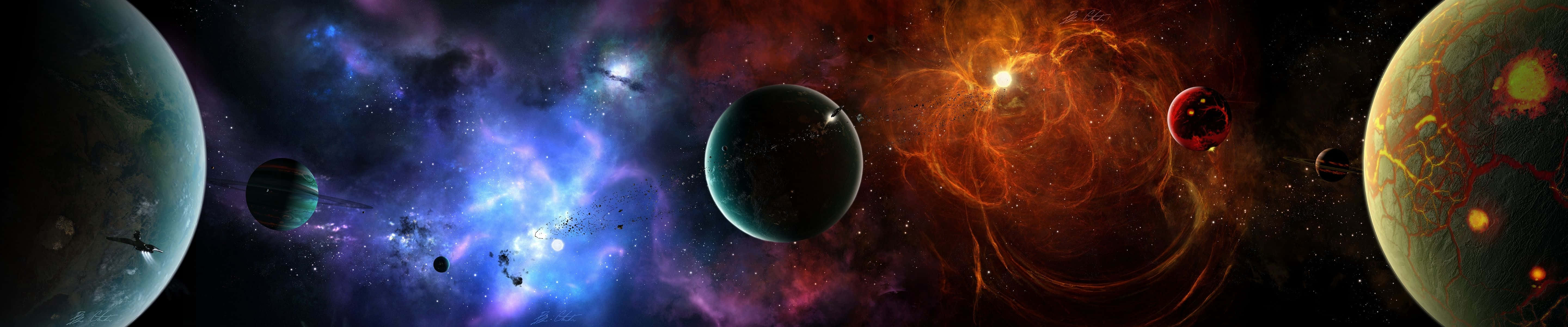 Magandang Panoramikong Space Pixel 3 Monitor Background Wallpaper