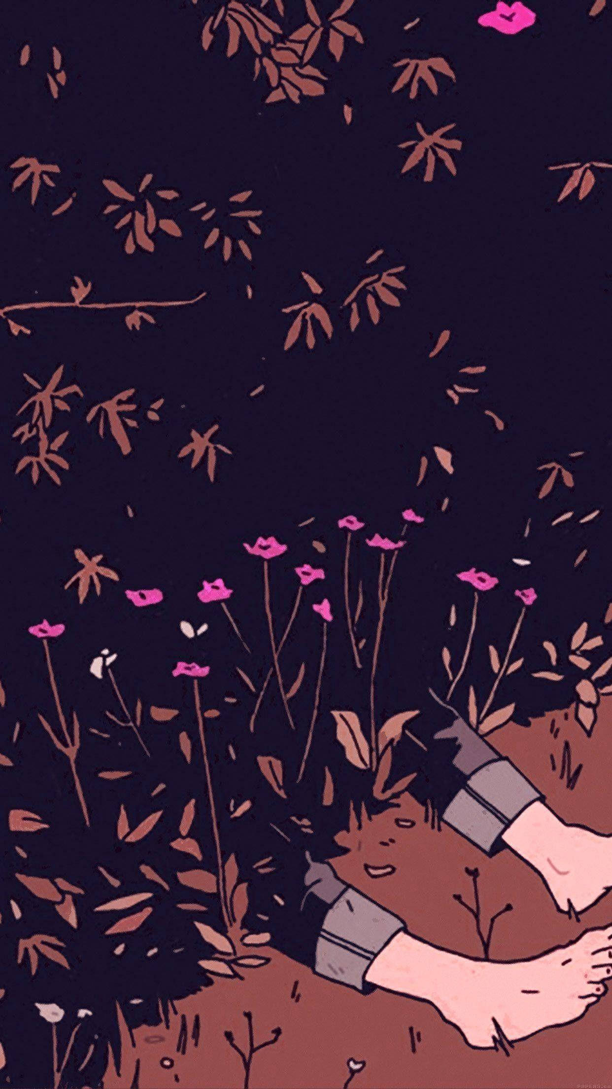 Magandang Pink na Paa sa Damo para sa iPhone Wallpaper