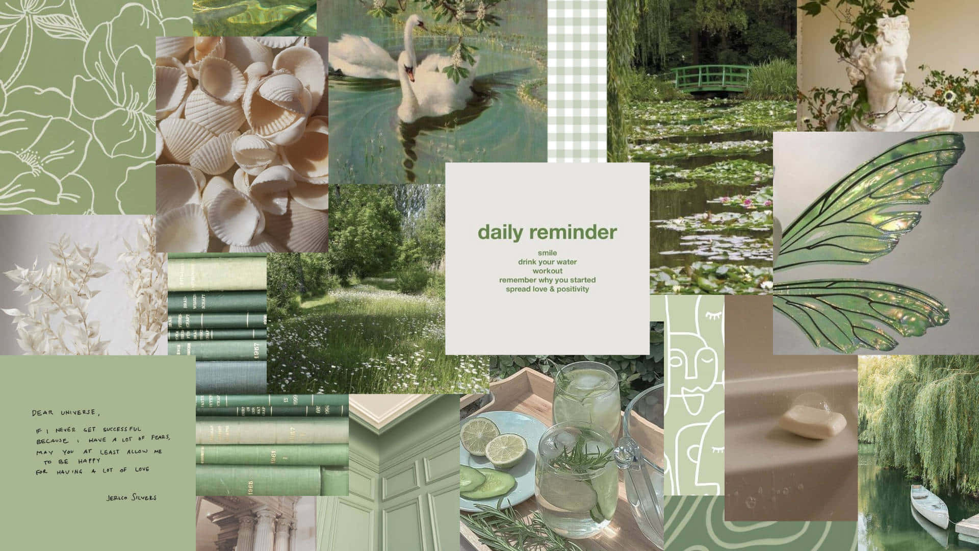 Magandang Sage Green Aesthetic Collage Wallpaper