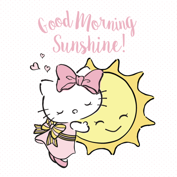 Magandang Umaga Sikat ng Araw Cute na Pusa at Araw na Ilustrasyon Wallpaper