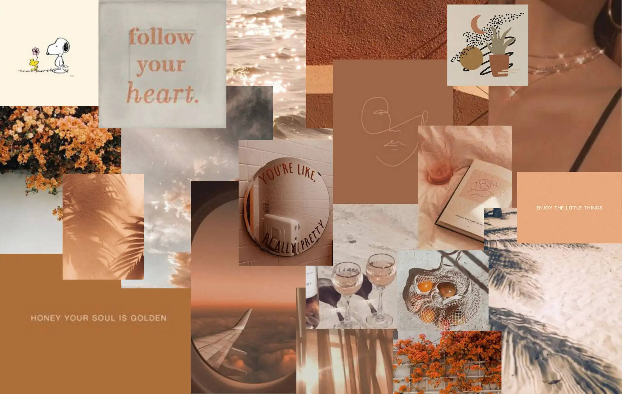 Magandang Vibes Beige Aesthetic Laptop Wallpaper