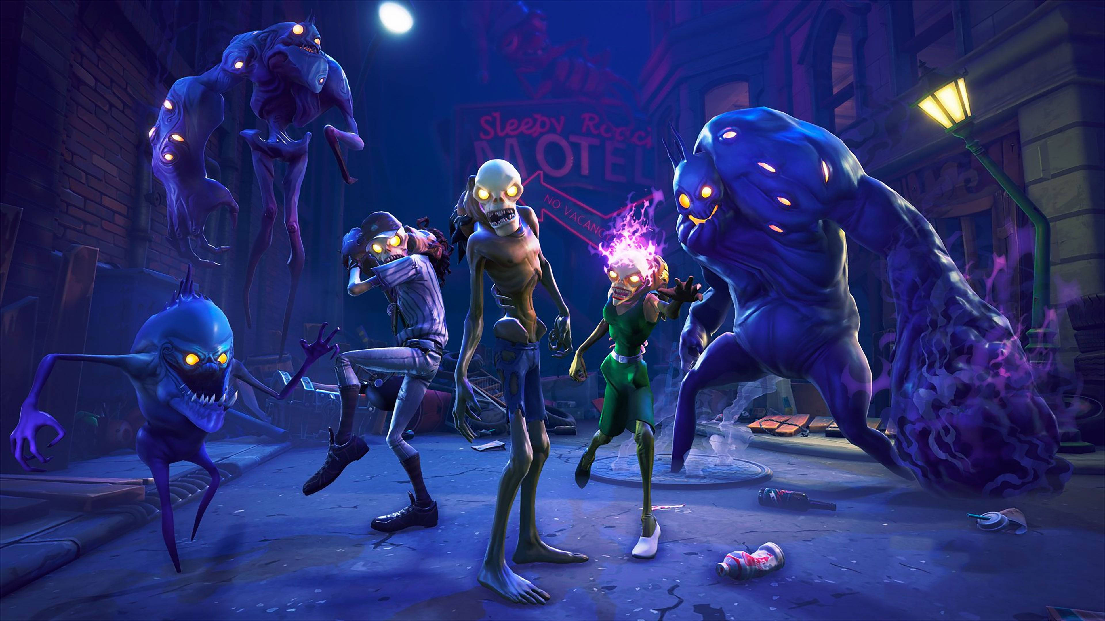 Maghanda para sa Labanan Laban sa Fortnite Zombies at Mini-Bosses Wallpaper