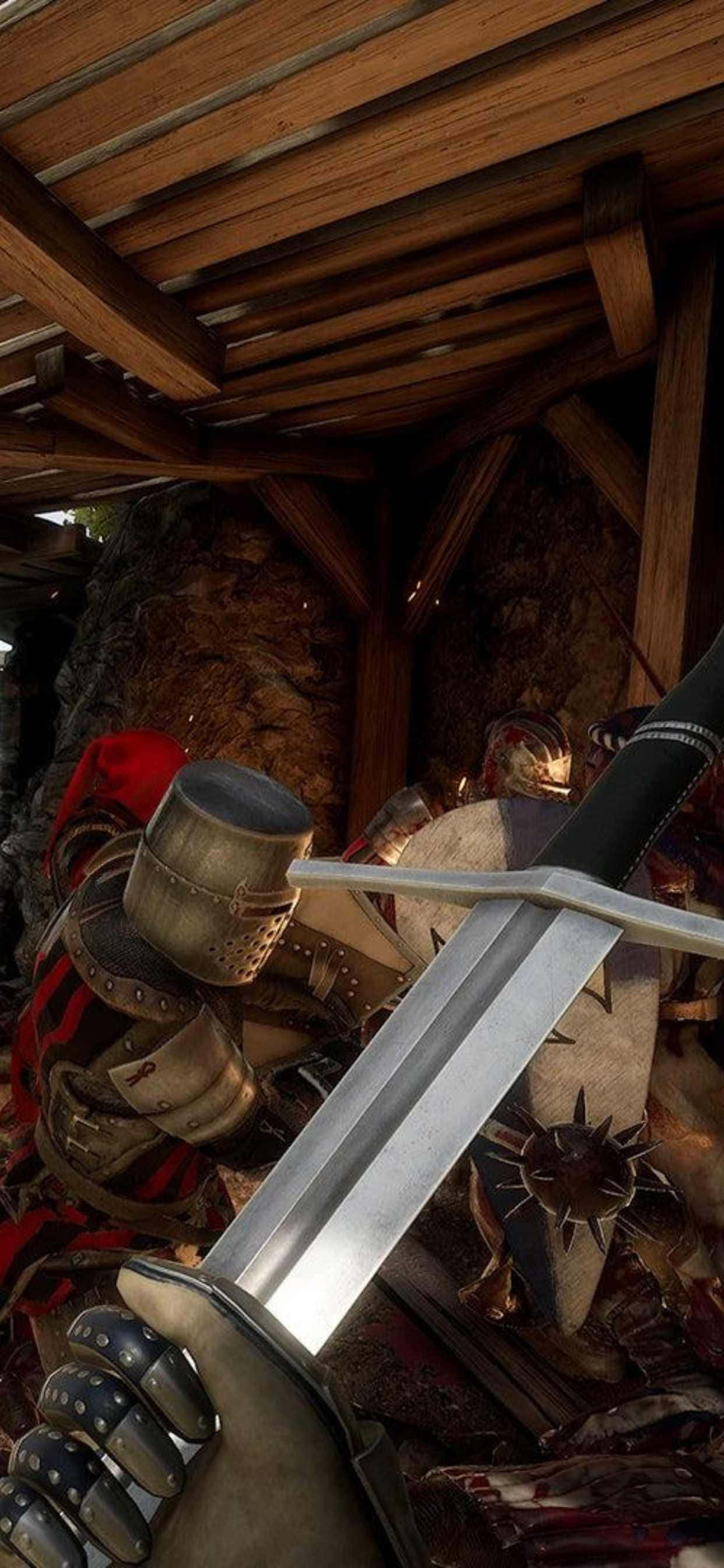 Maging isang dalubhasang mandirigma ng dalang gamit ang iPhone XS Max Mordhau Wallpaper