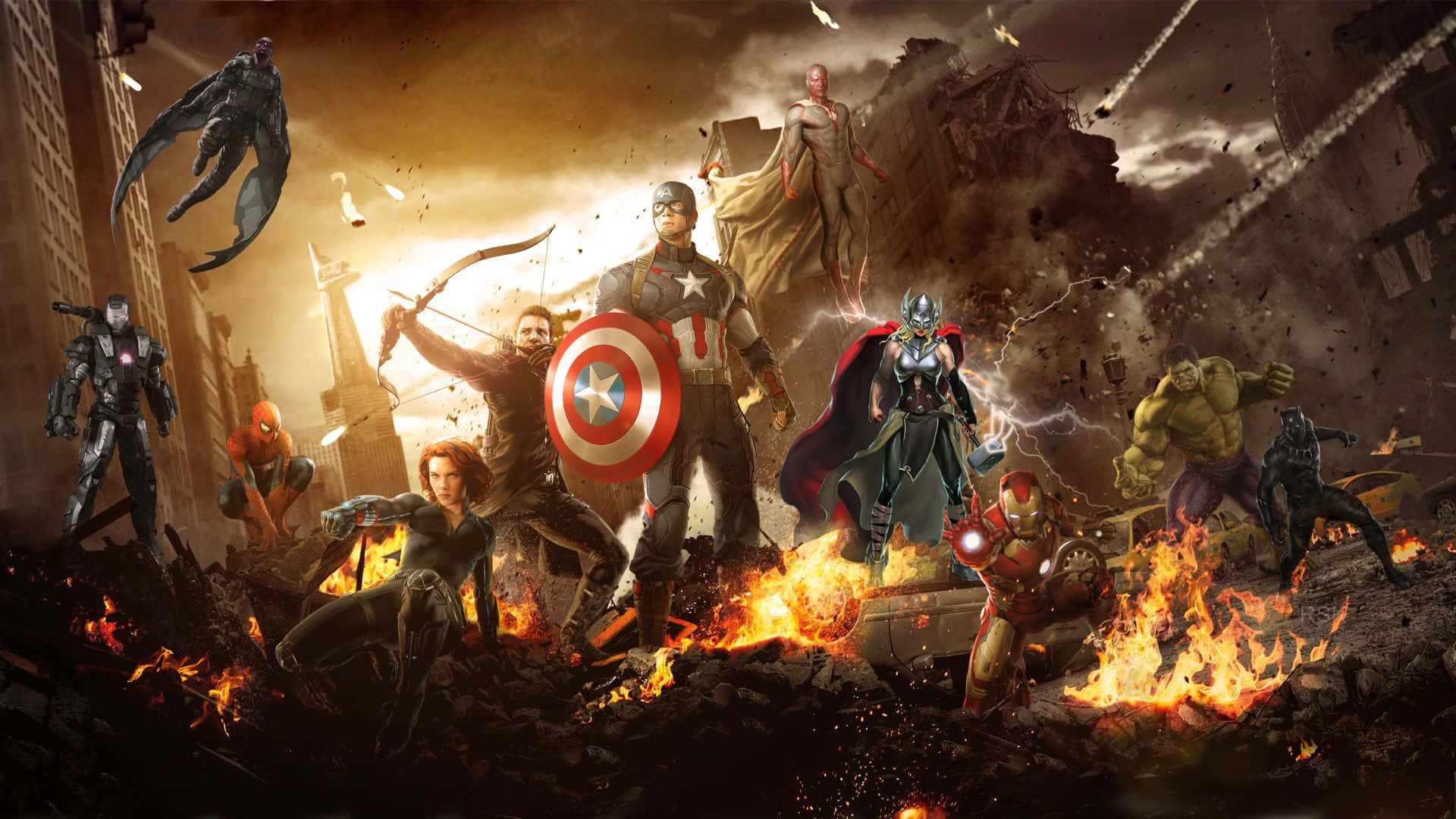"Magkaisa at Tipunin ang Pinakamakapangyarihang Bayani ng Marvel!" Wallpaper