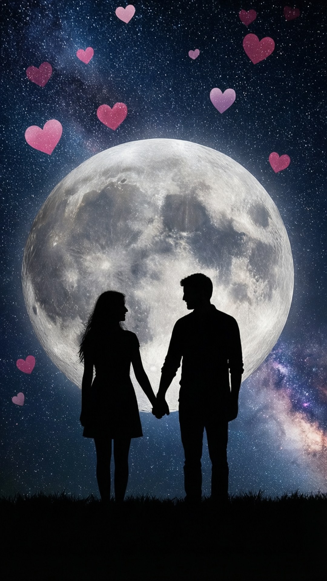 Magkasintahan sa Ilalim ng Buwan Wallpaper
