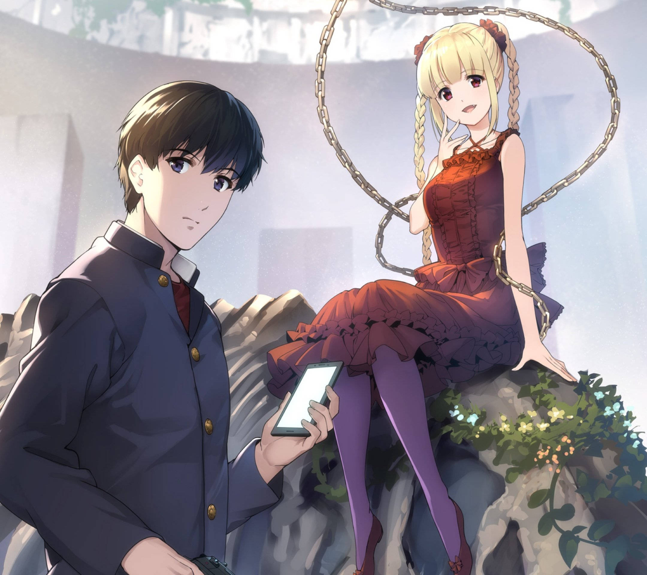 Magkasintahang Anime mula sa Darwin's Game Wallpaper