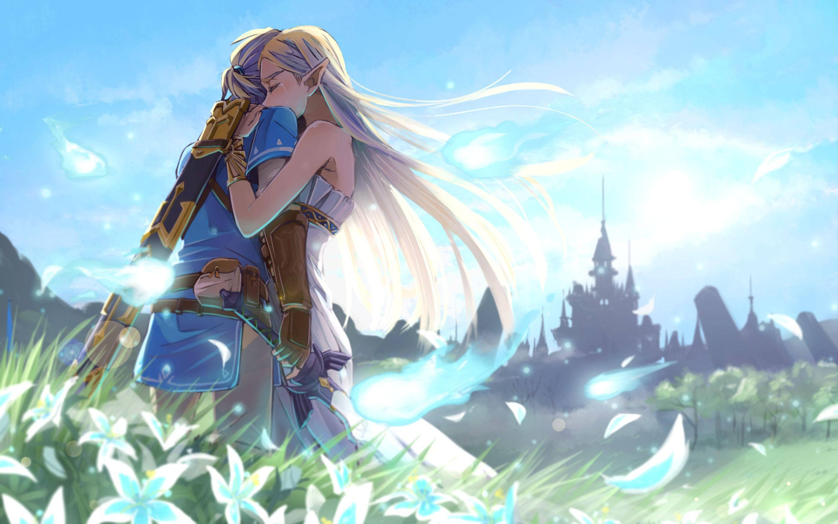 Magkasintahang Anime na Yakap si Zelda Wallpaper