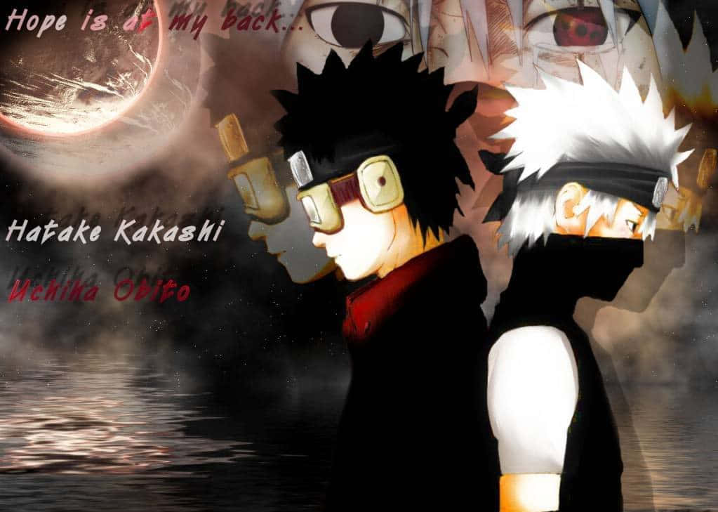 Magkatabing Kakashi at Obito Wallpaper