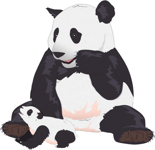 Magkayakap na Inang Panda at Sanggol Wallpaper