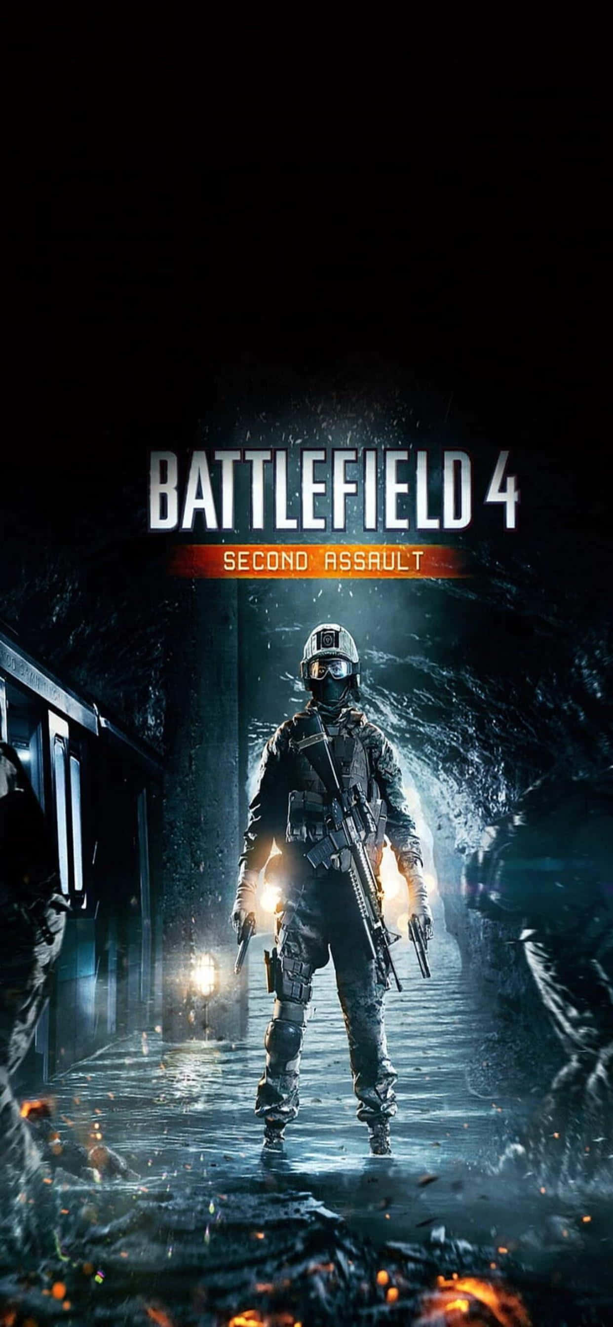 Magsaya ng maraming oras ng mobile gaming kasama ang iPhone Xs Max at Battlefield 4 Wallpaper