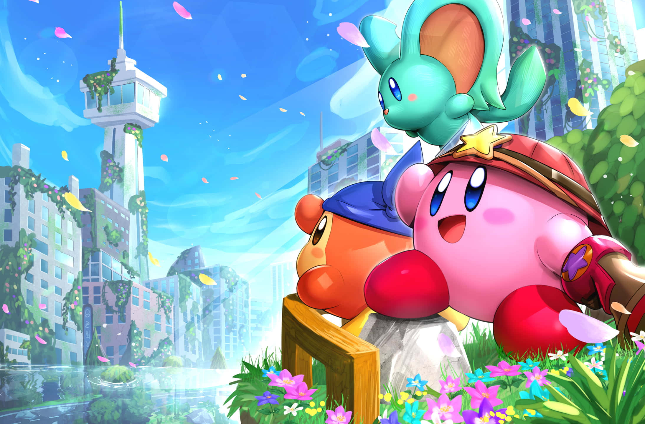 Magsaya sa isang mahiwagang paglalakbay kasama ang kaibig-ibig na si Kirby! Wallpaper
