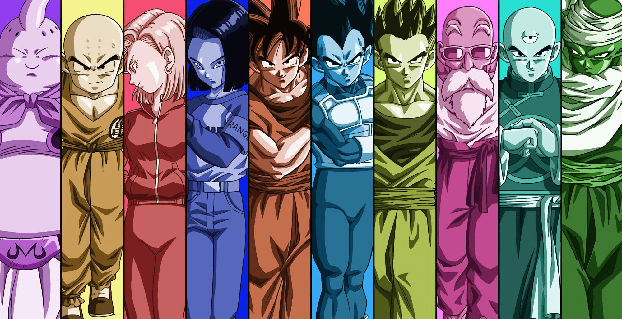 Magtipon para sa isang puno ng aksyong pakikipagsapalaran kasama ang mga iconic na karakter ng Dragon Ball Wallpaper