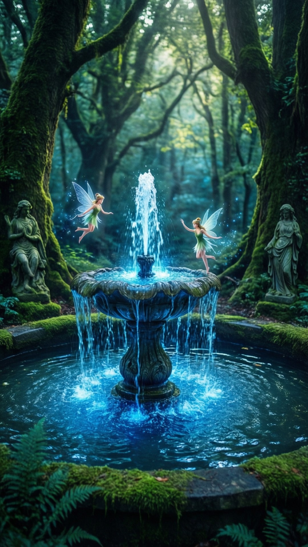 Mahika ng Fairy Fountain Wallpaper