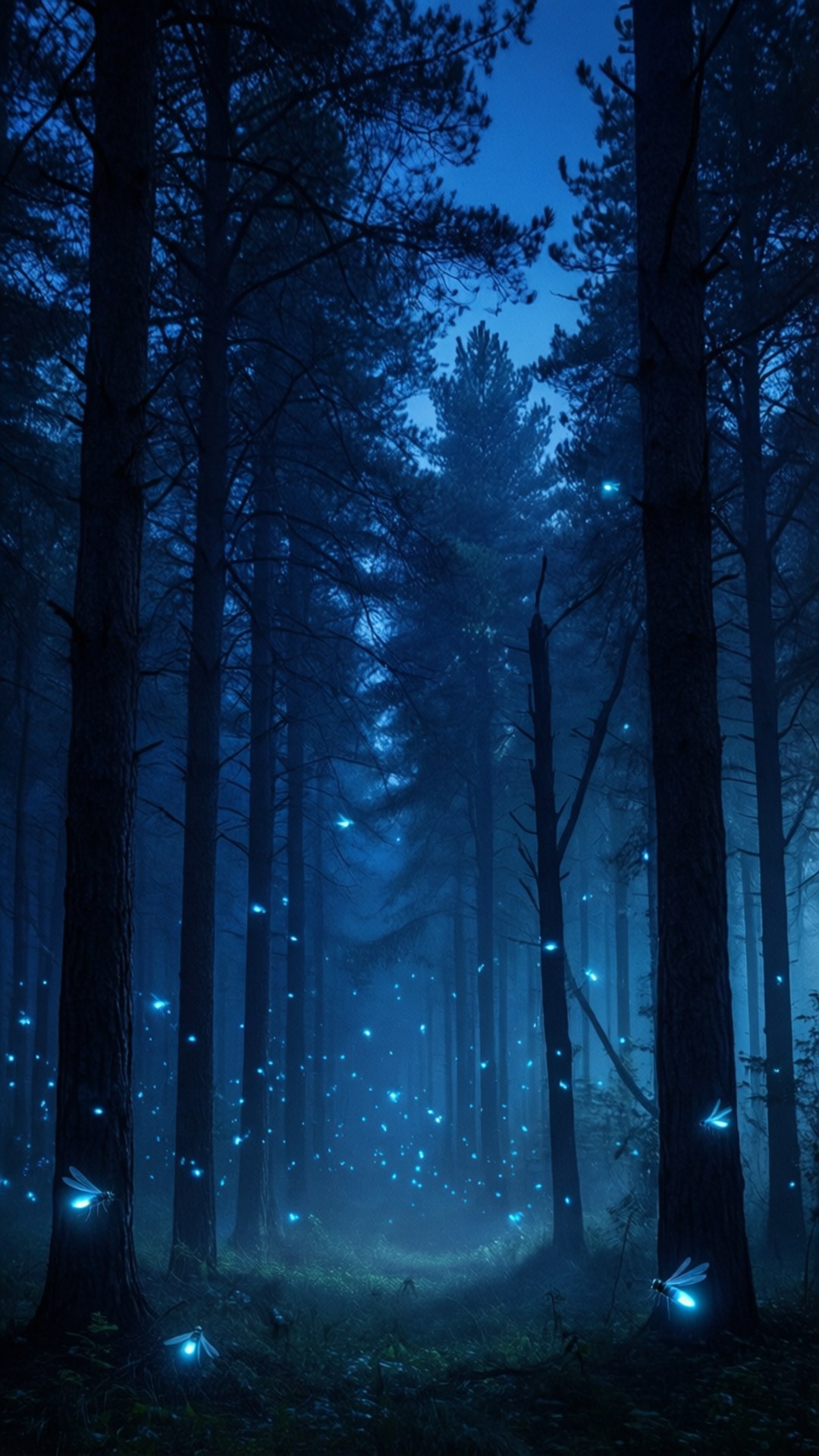 Mahiwagang Asul na Kagubatan Wallpaper