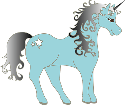 Mahiwagang Asul na Unicorn na Graphic Wallpaper