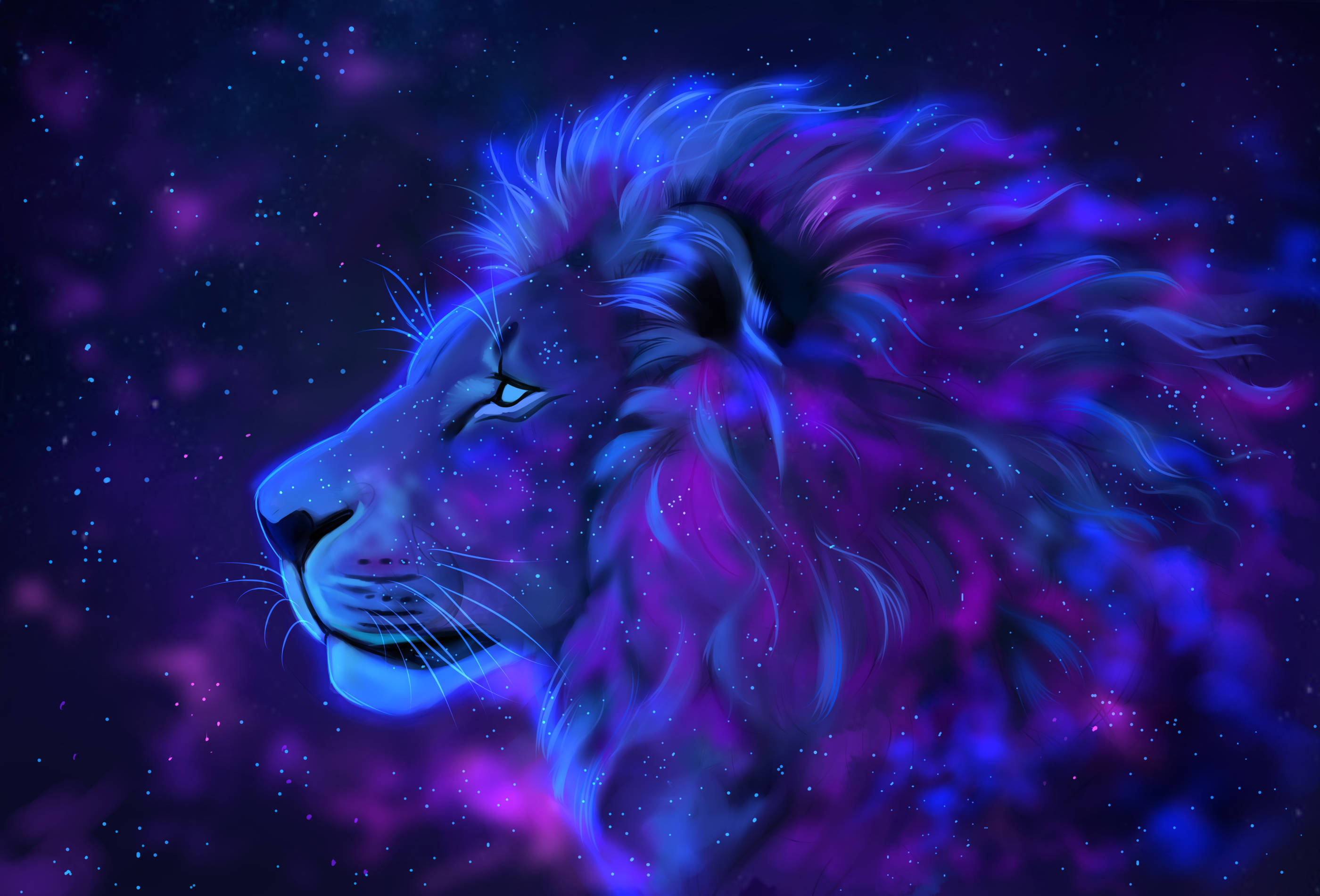 Mahiwagang Lion ng Galaxy na Nagmamasid sa Uniberso Wallpaper